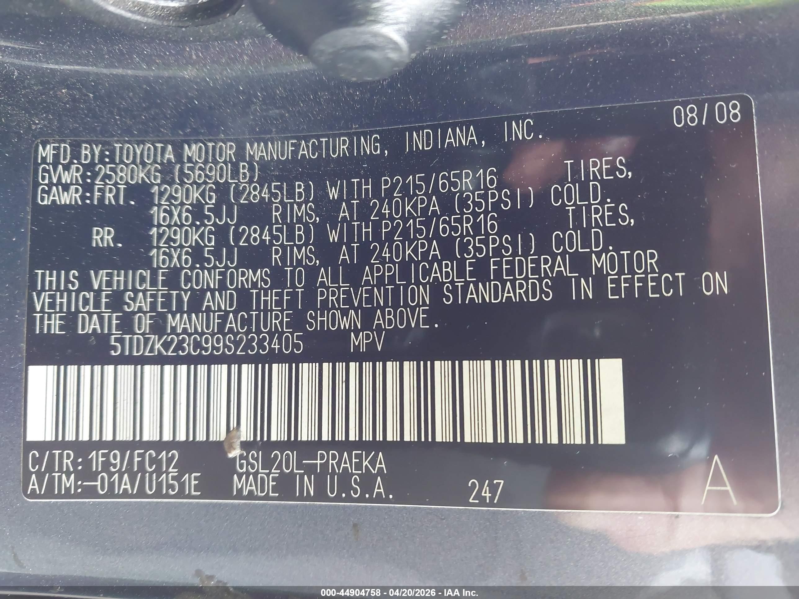 TOYOTA SIENNA image 9