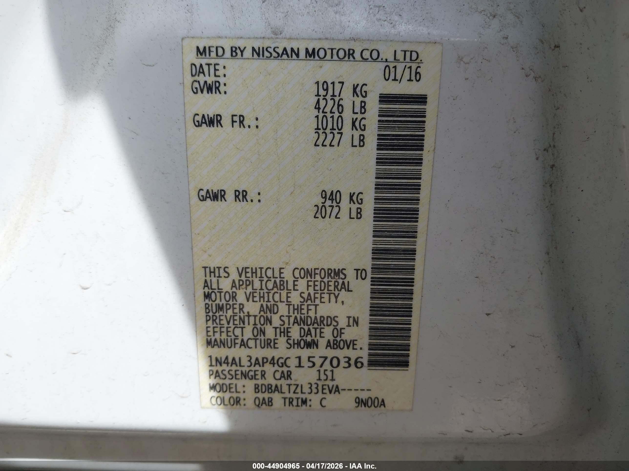 NISSAN ALTIMA image 9