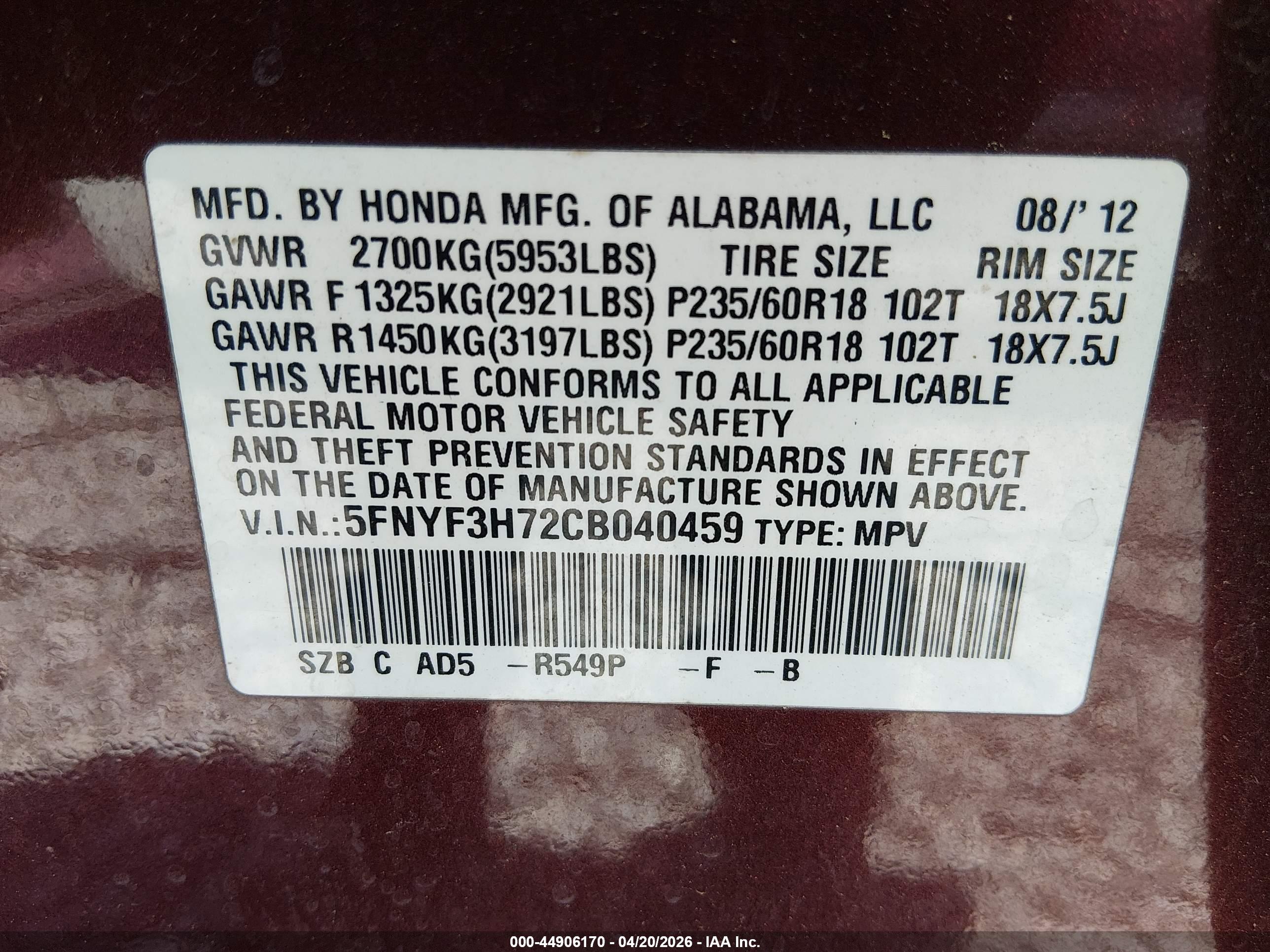 HONDA PILOT image 9