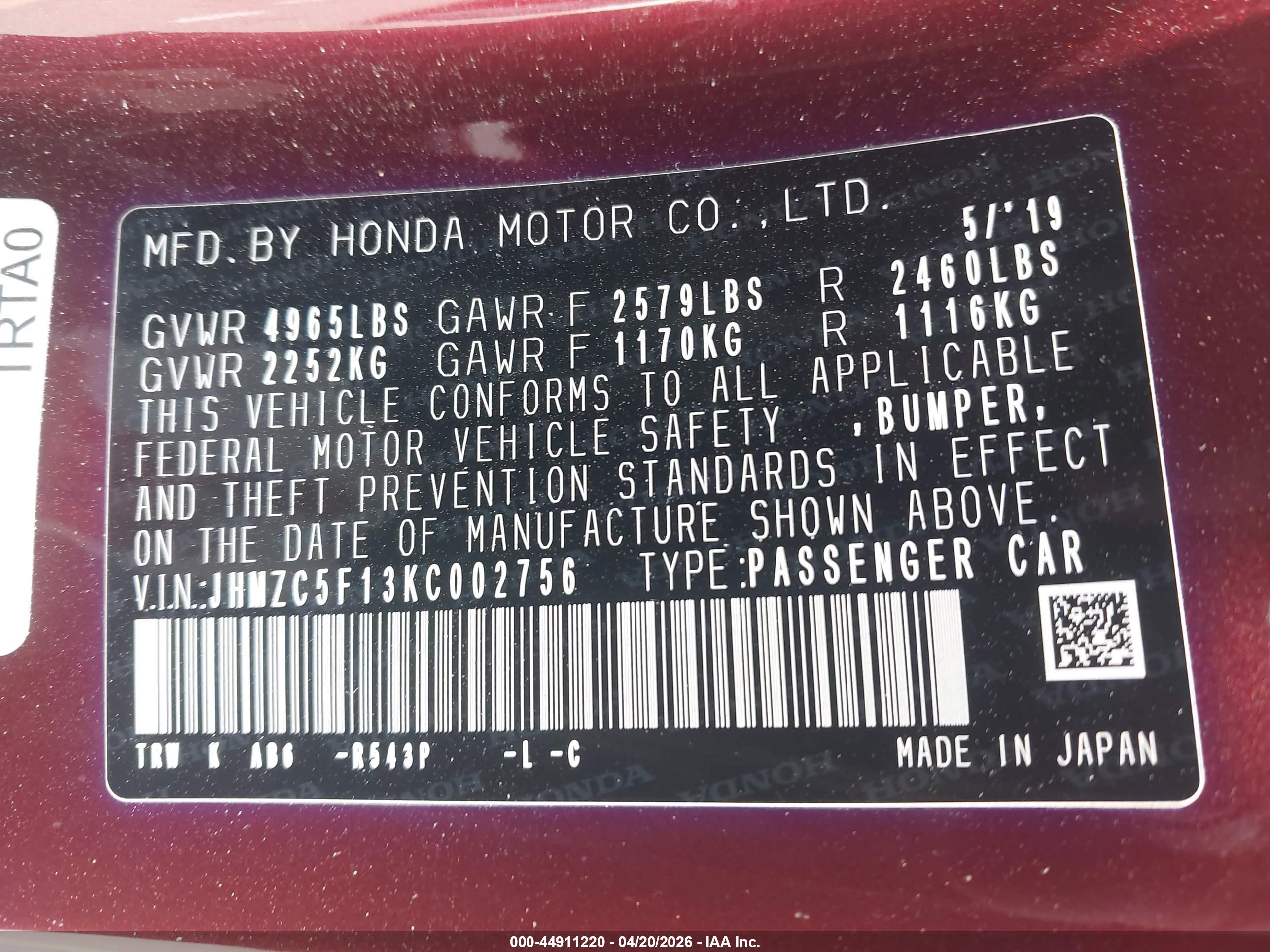 HONDA CLARITY image 9