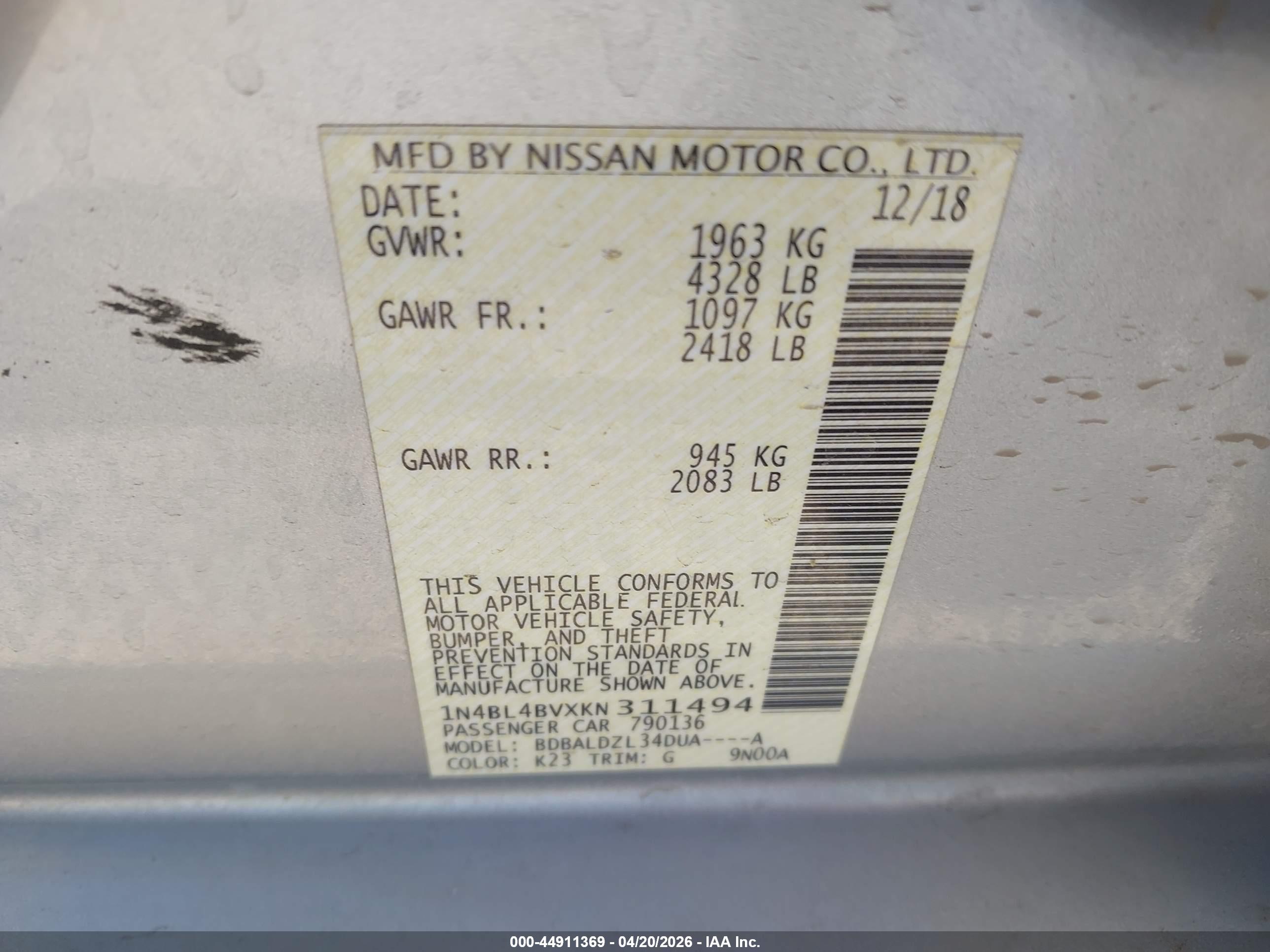 NISSAN ALTIMA image 9