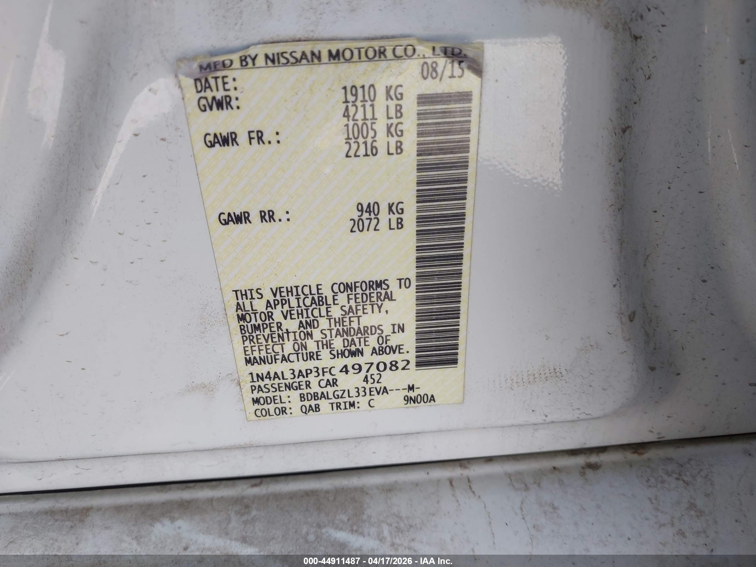 NISSAN ALTIMA image 9