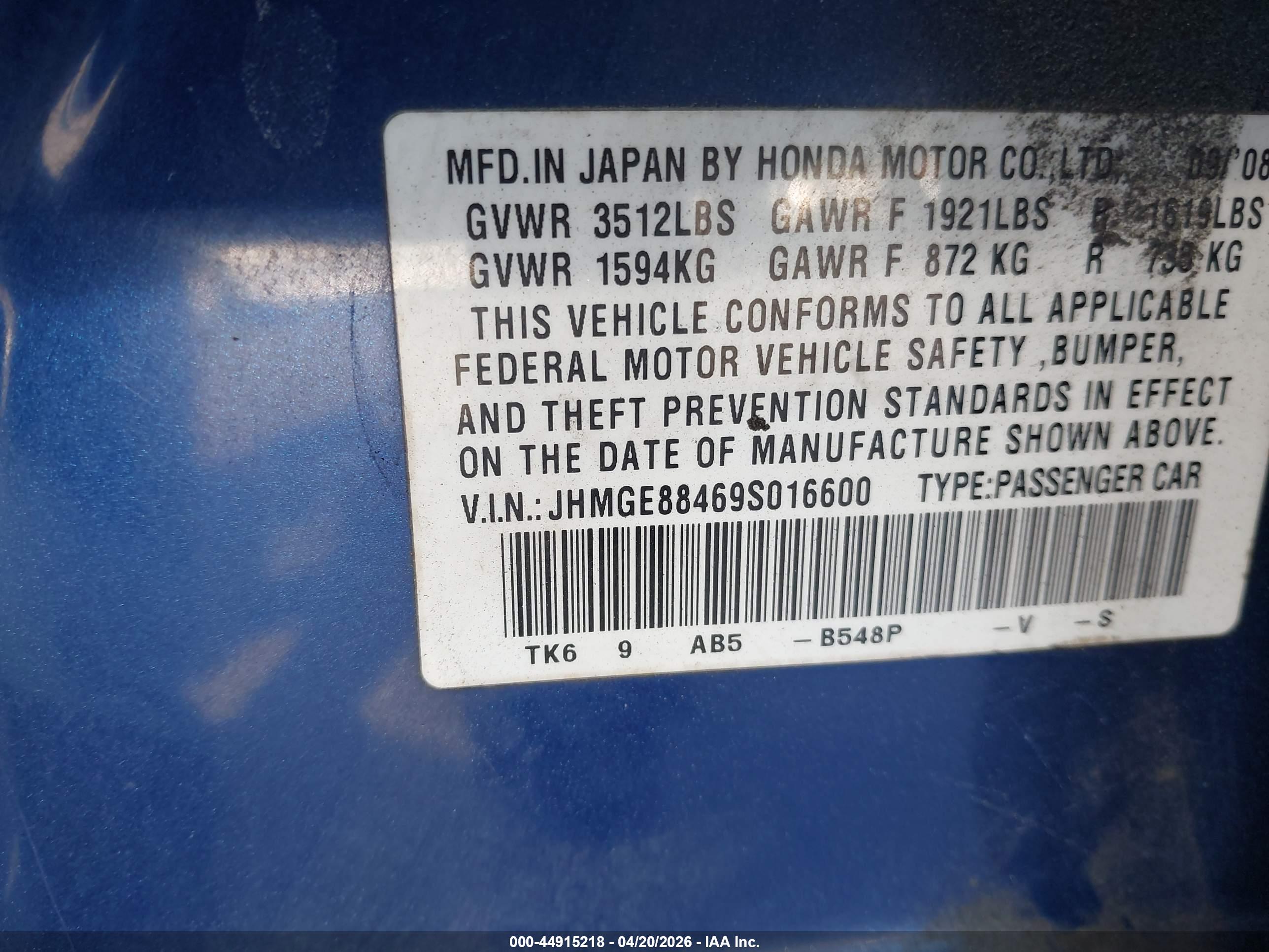 HONDA FIT image 9