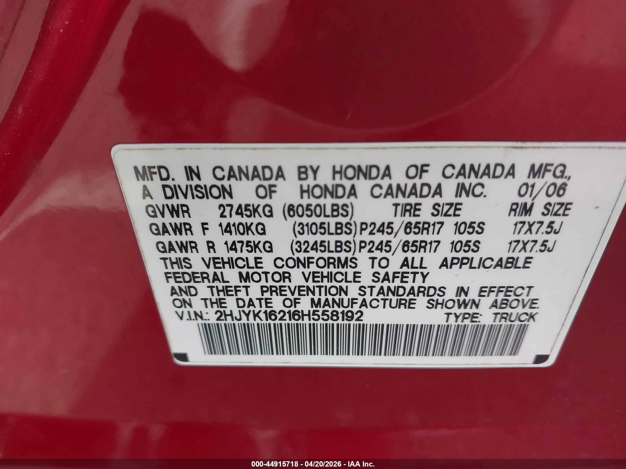 HONDA RIDGELINE image 9