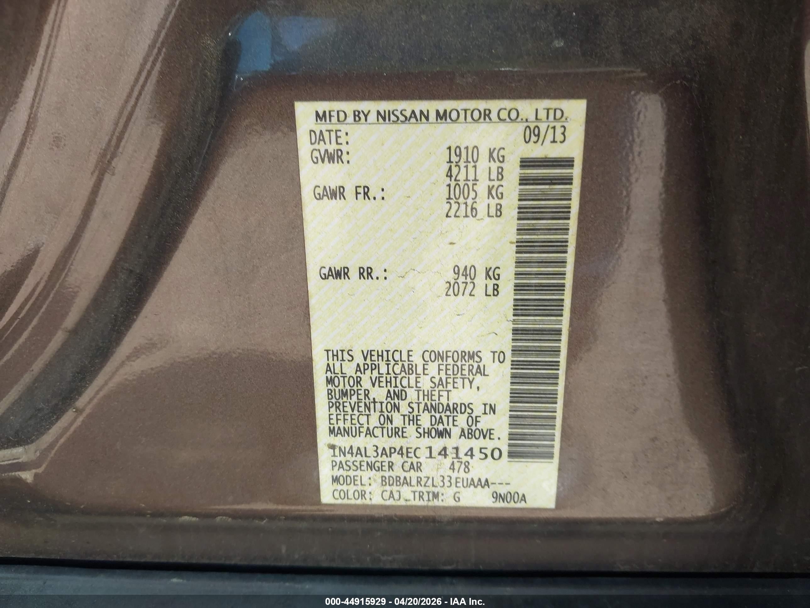 NISSAN ALTIMA image 9