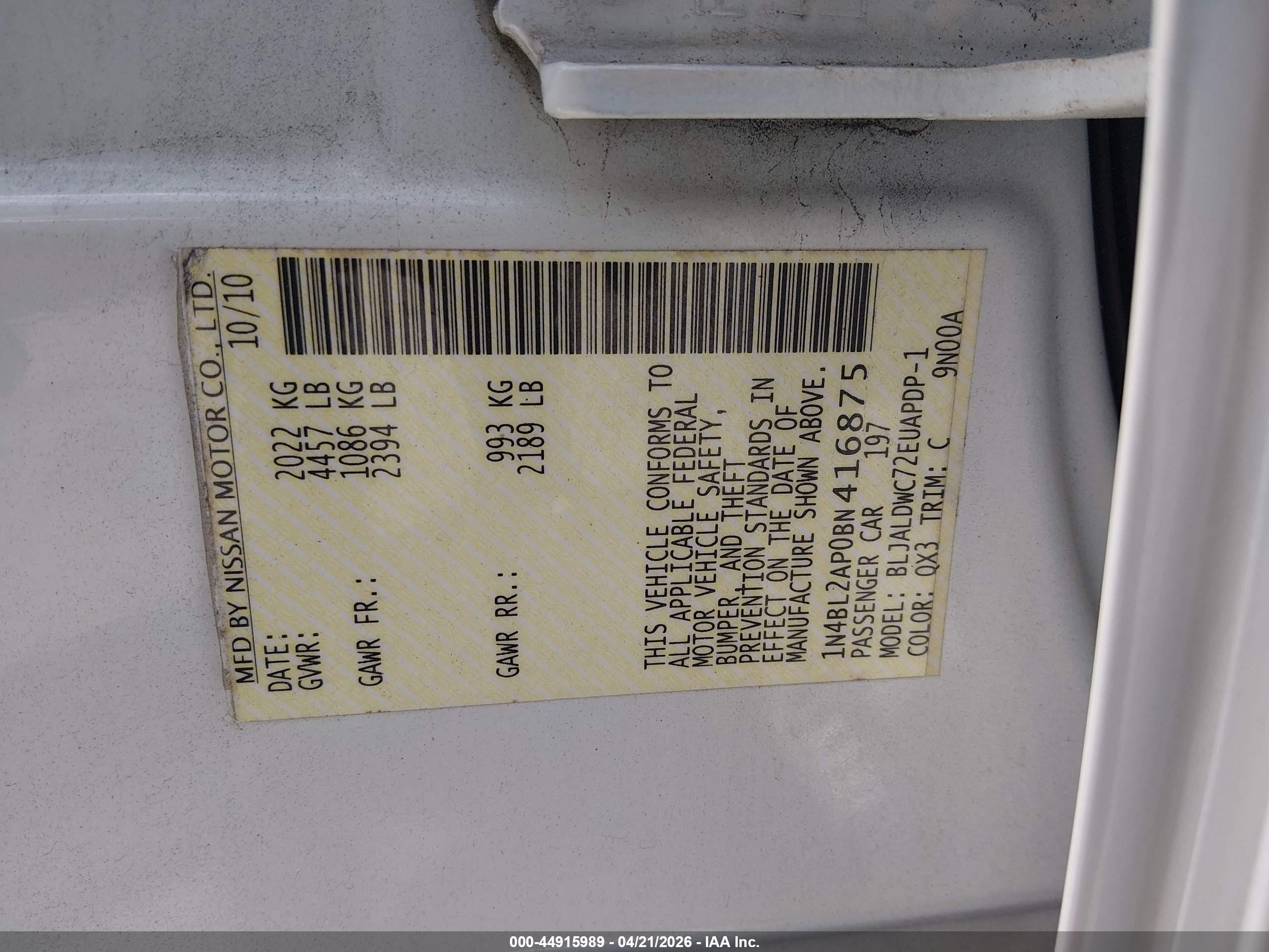 NISSAN ALTIMA image 9