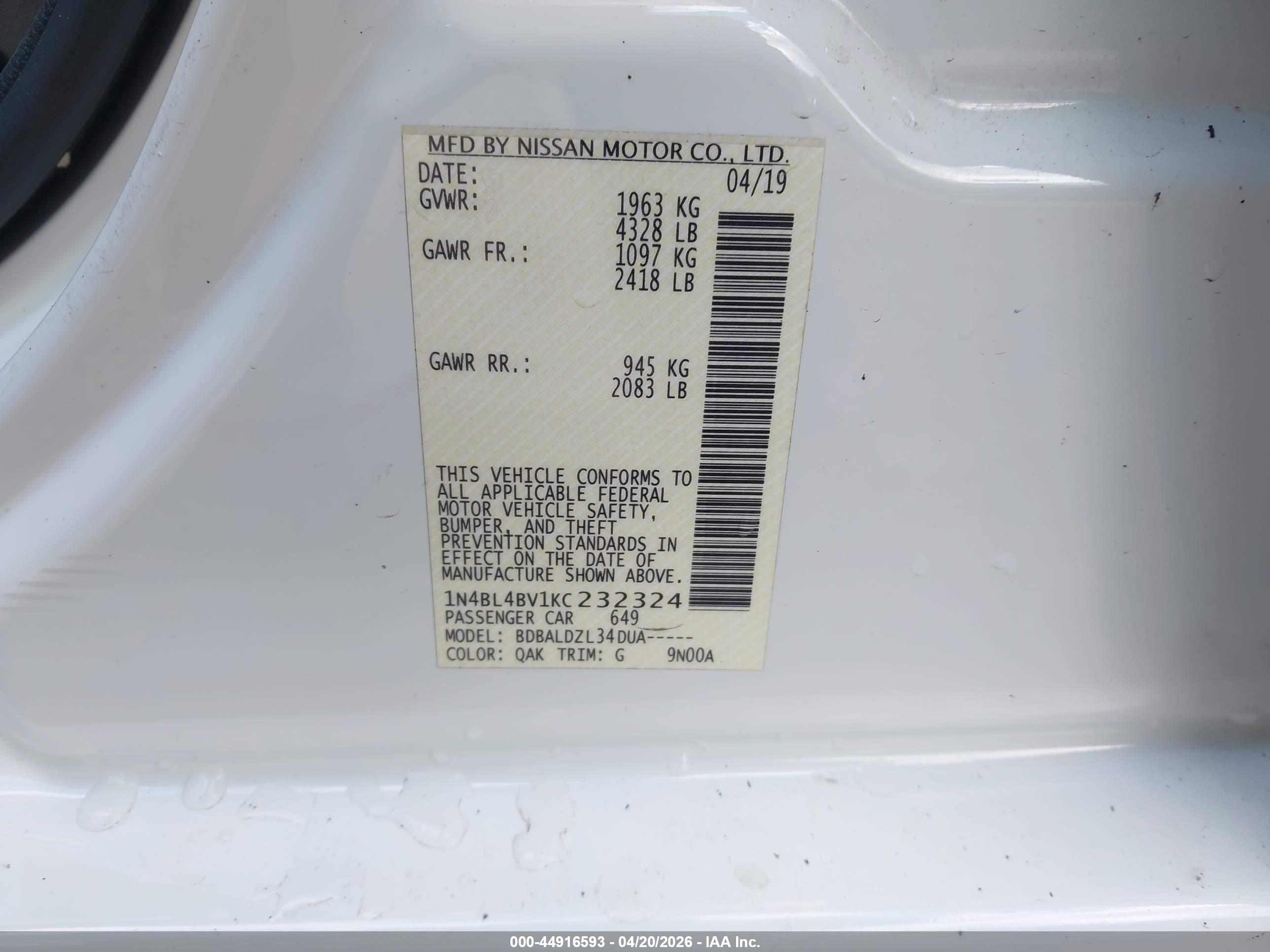 NISSAN ALTIMA image 9