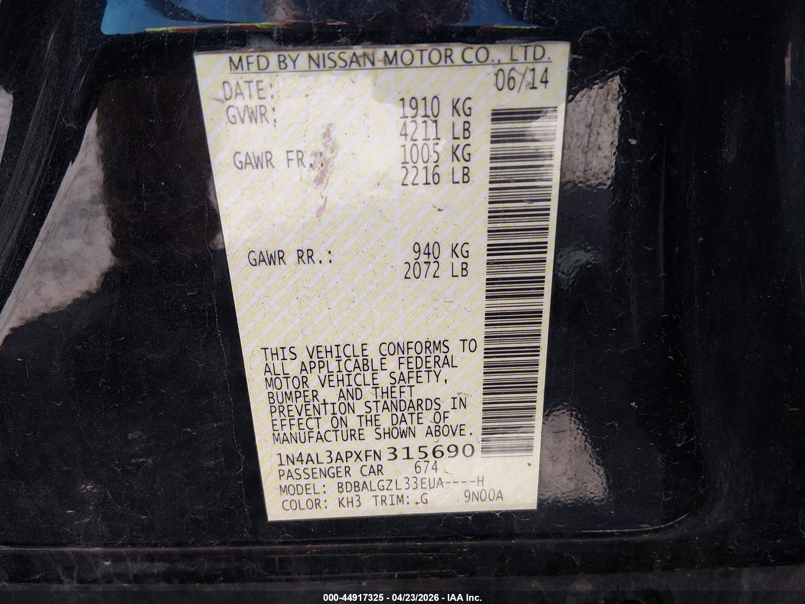 NISSAN ALTIMA image 9