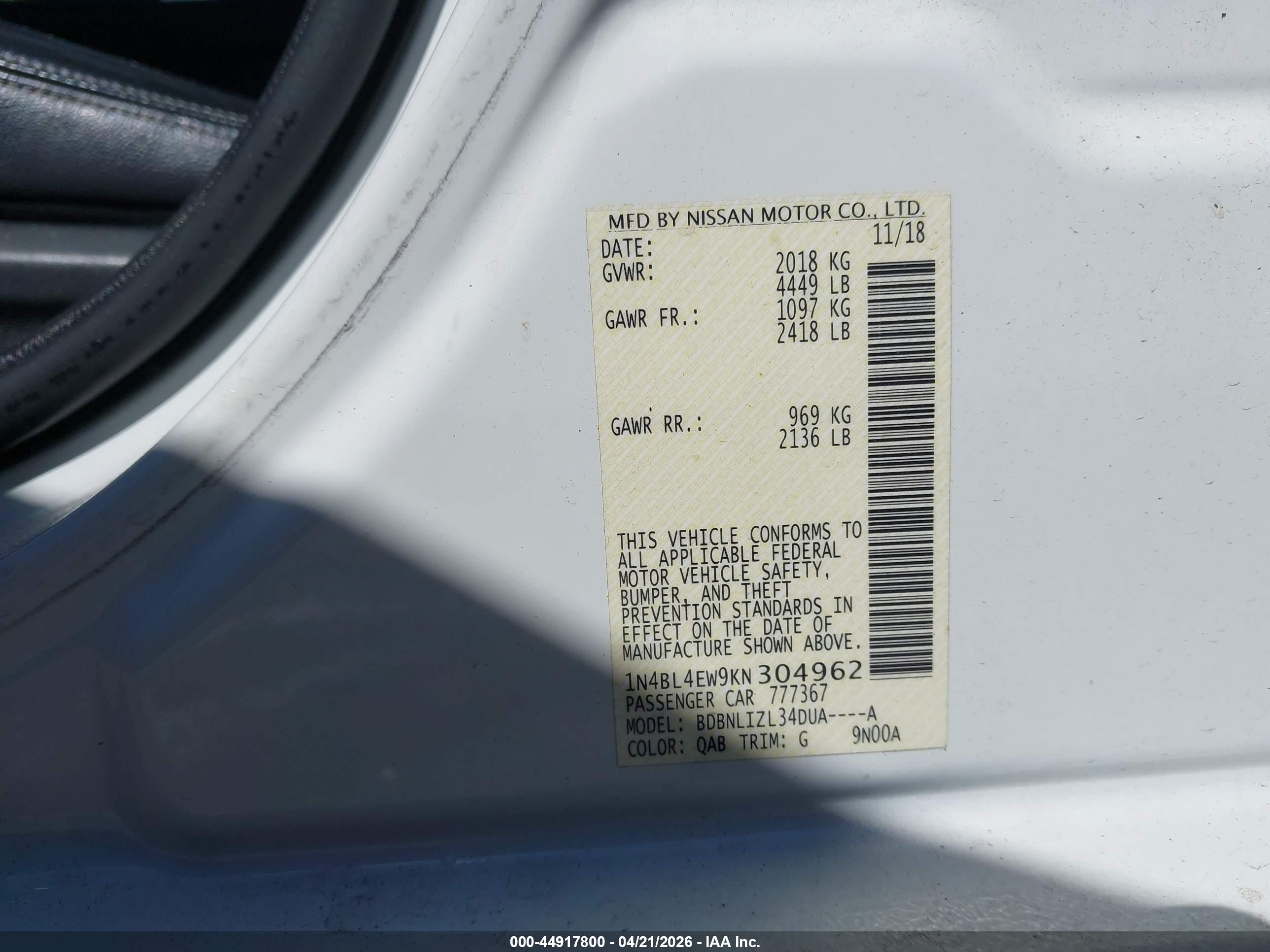 NISSAN ALTIMA image 9