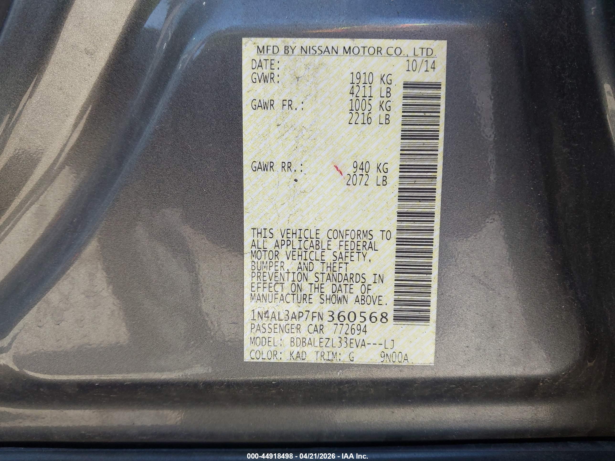 NISSAN ALTIMA image 9