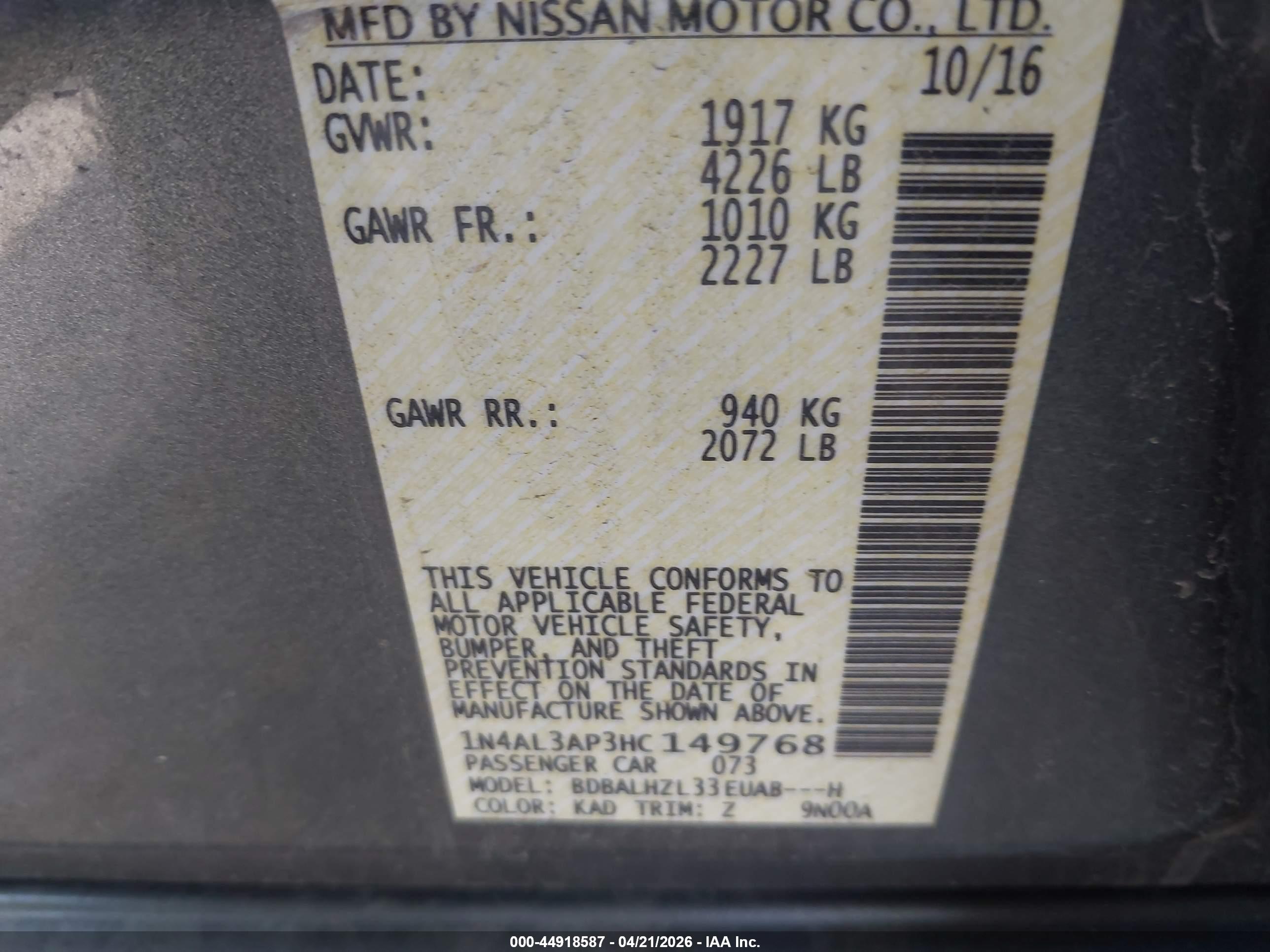 NISSAN ALTIMA image 9