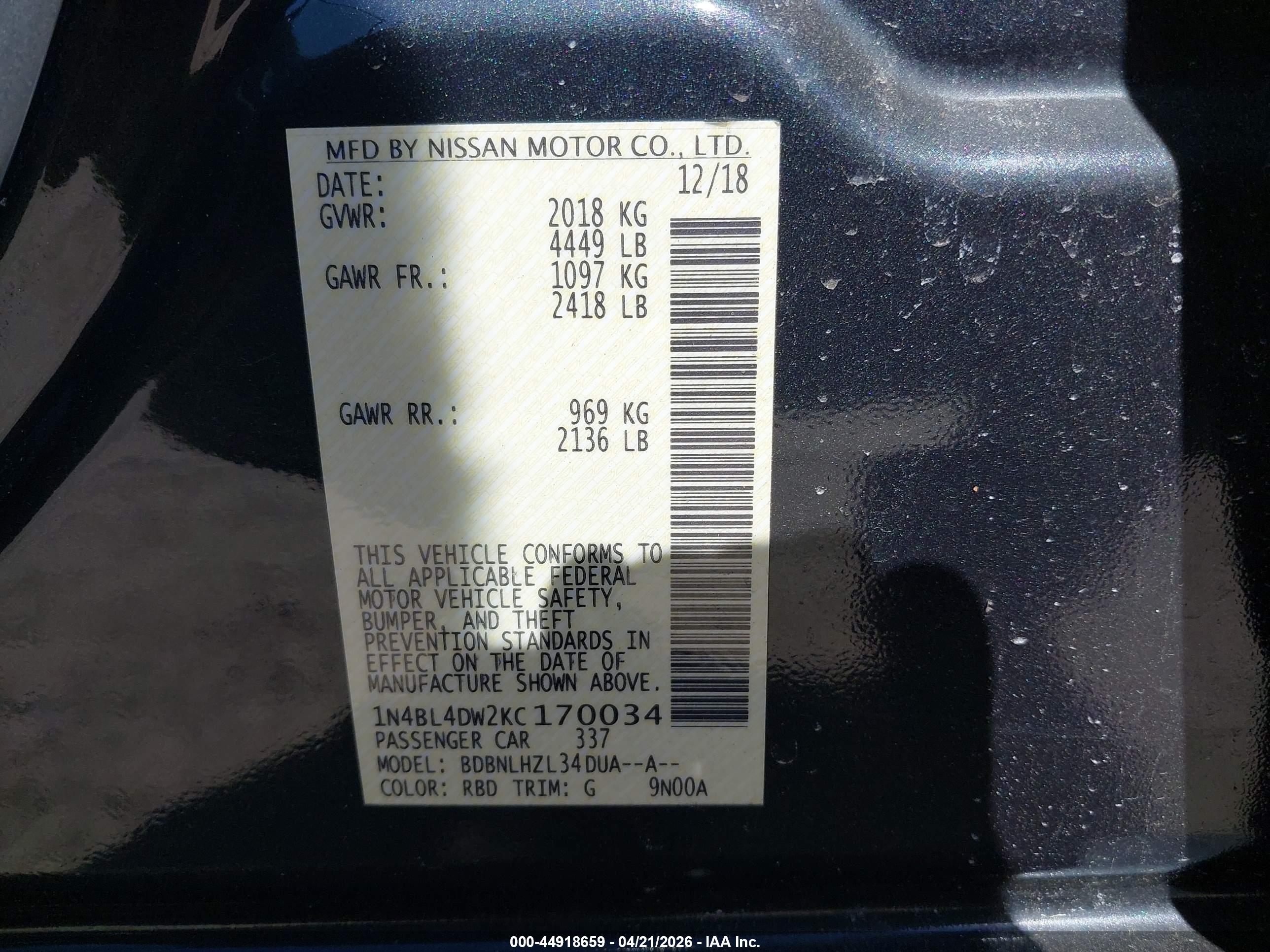 NISSAN ALTIMA image 9