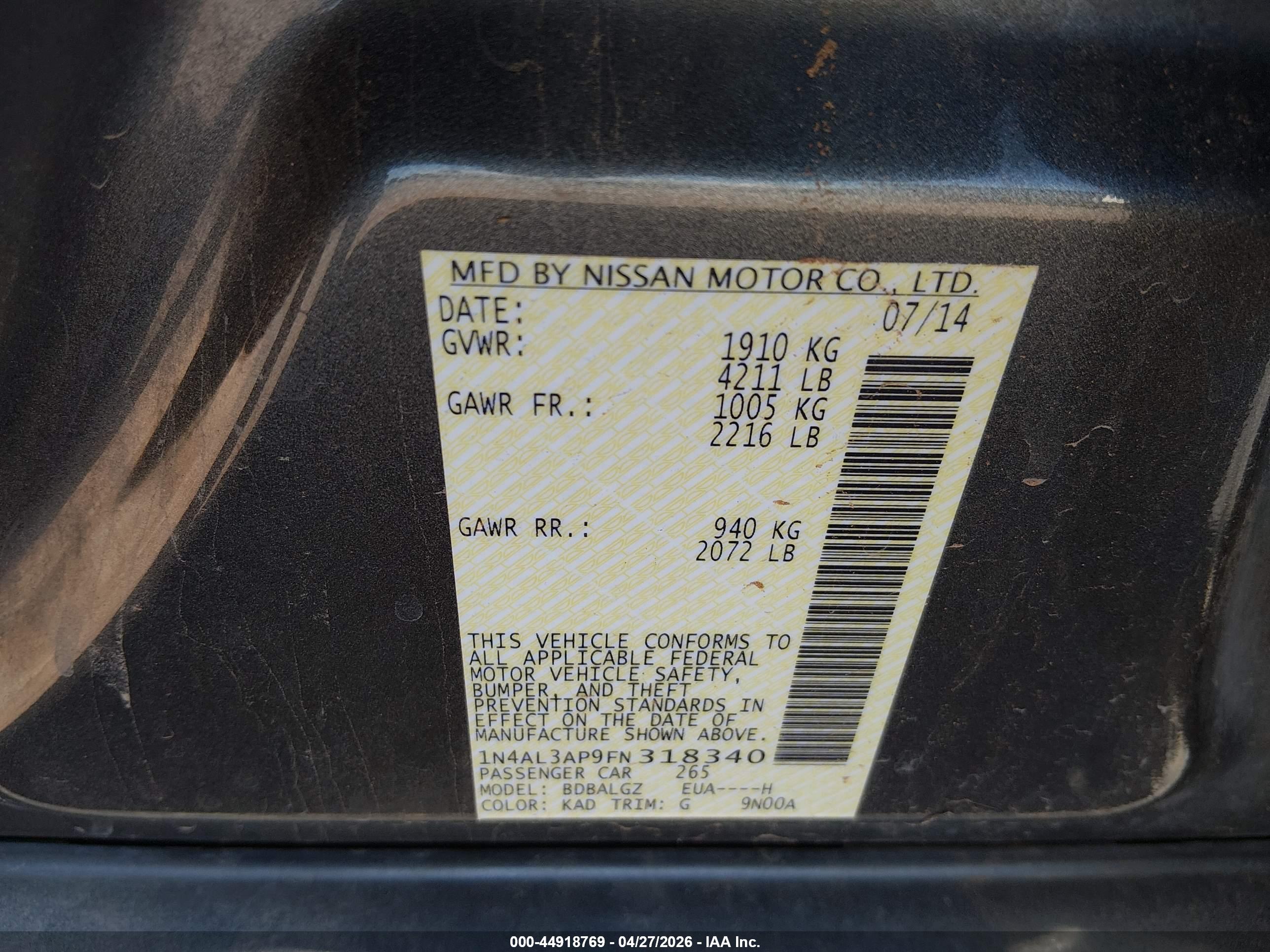 NISSAN ALTIMA image 9