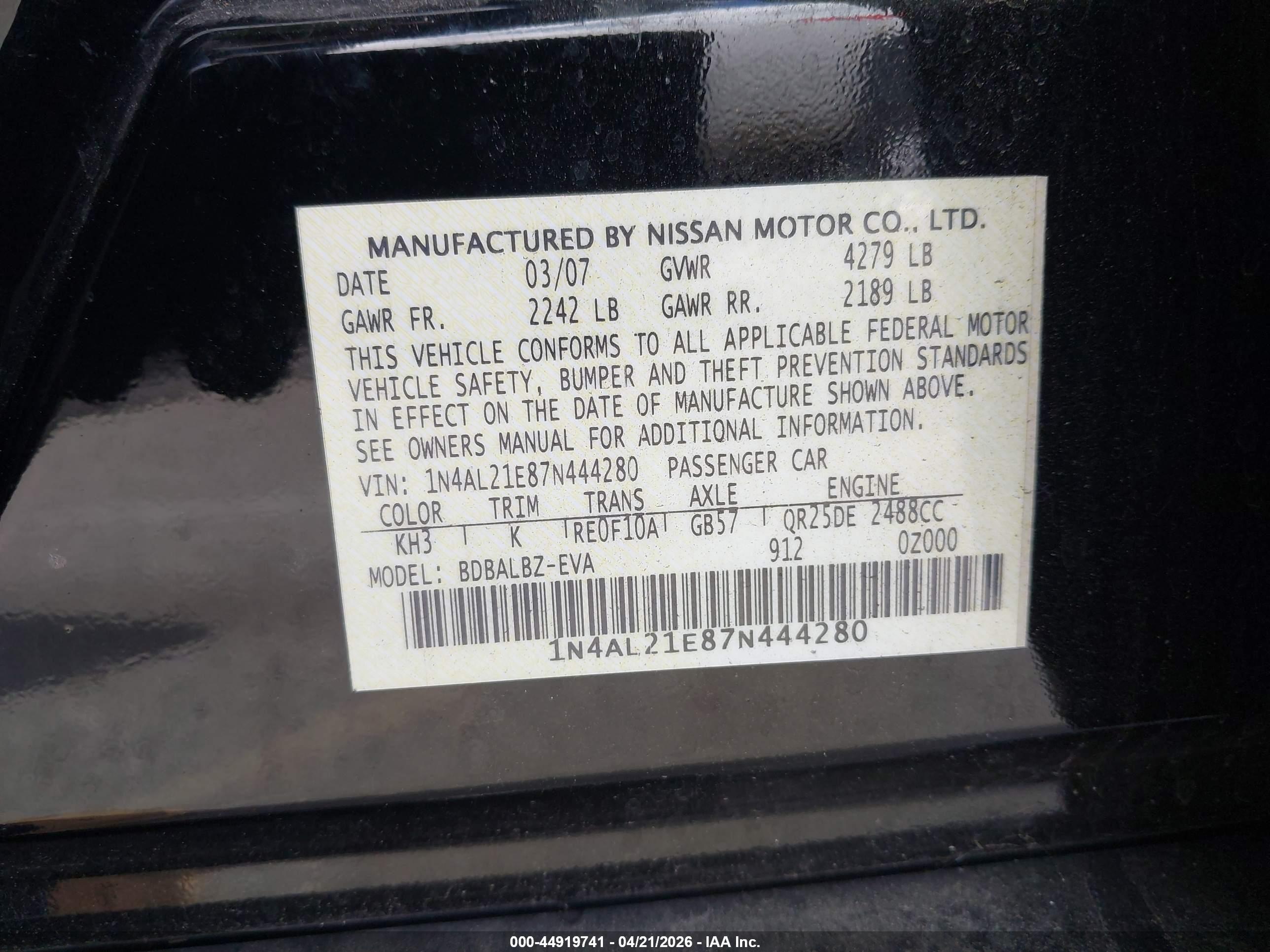 NISSAN ALTIMA image 9