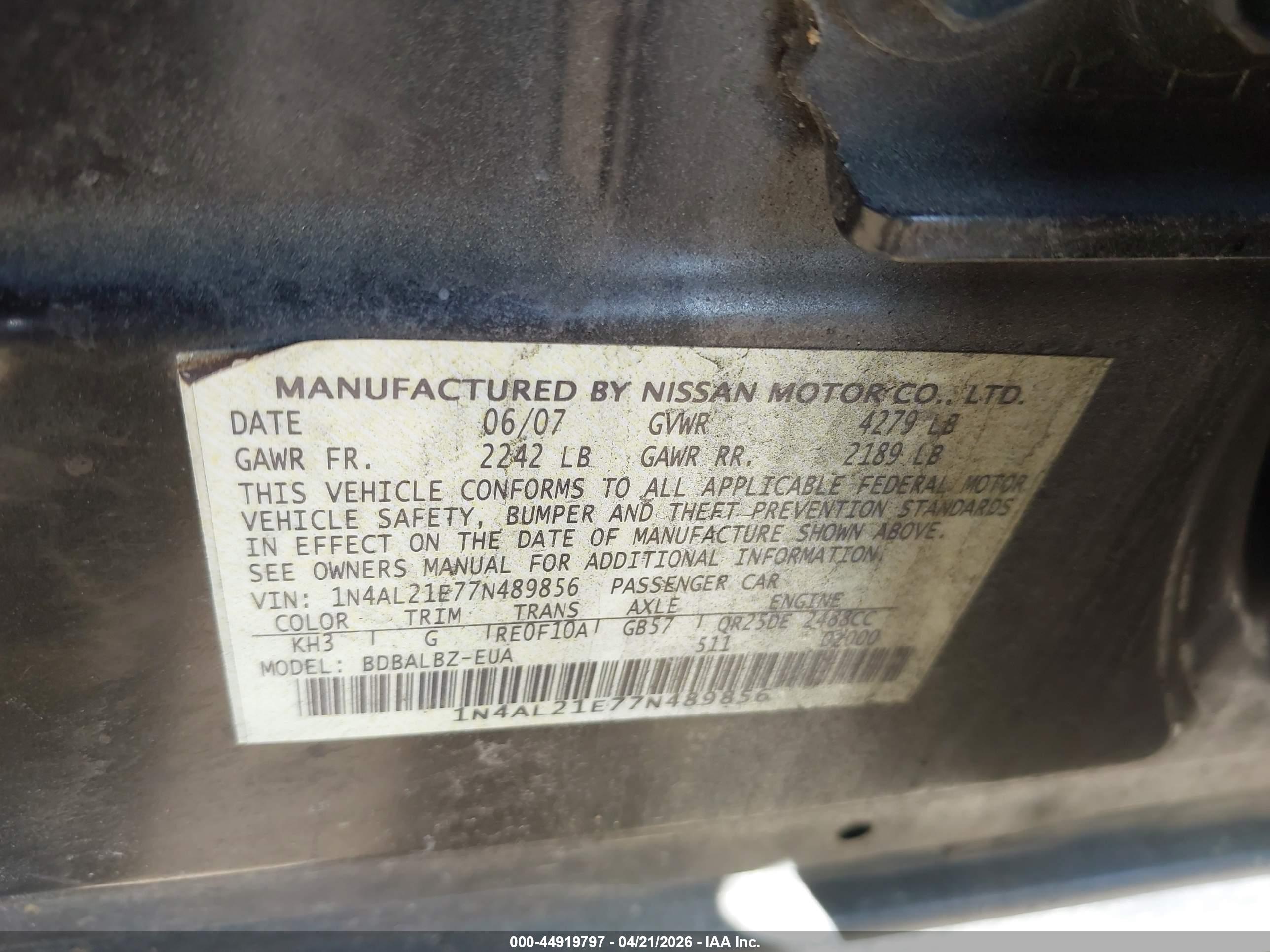 NISSAN ALTIMA image 9