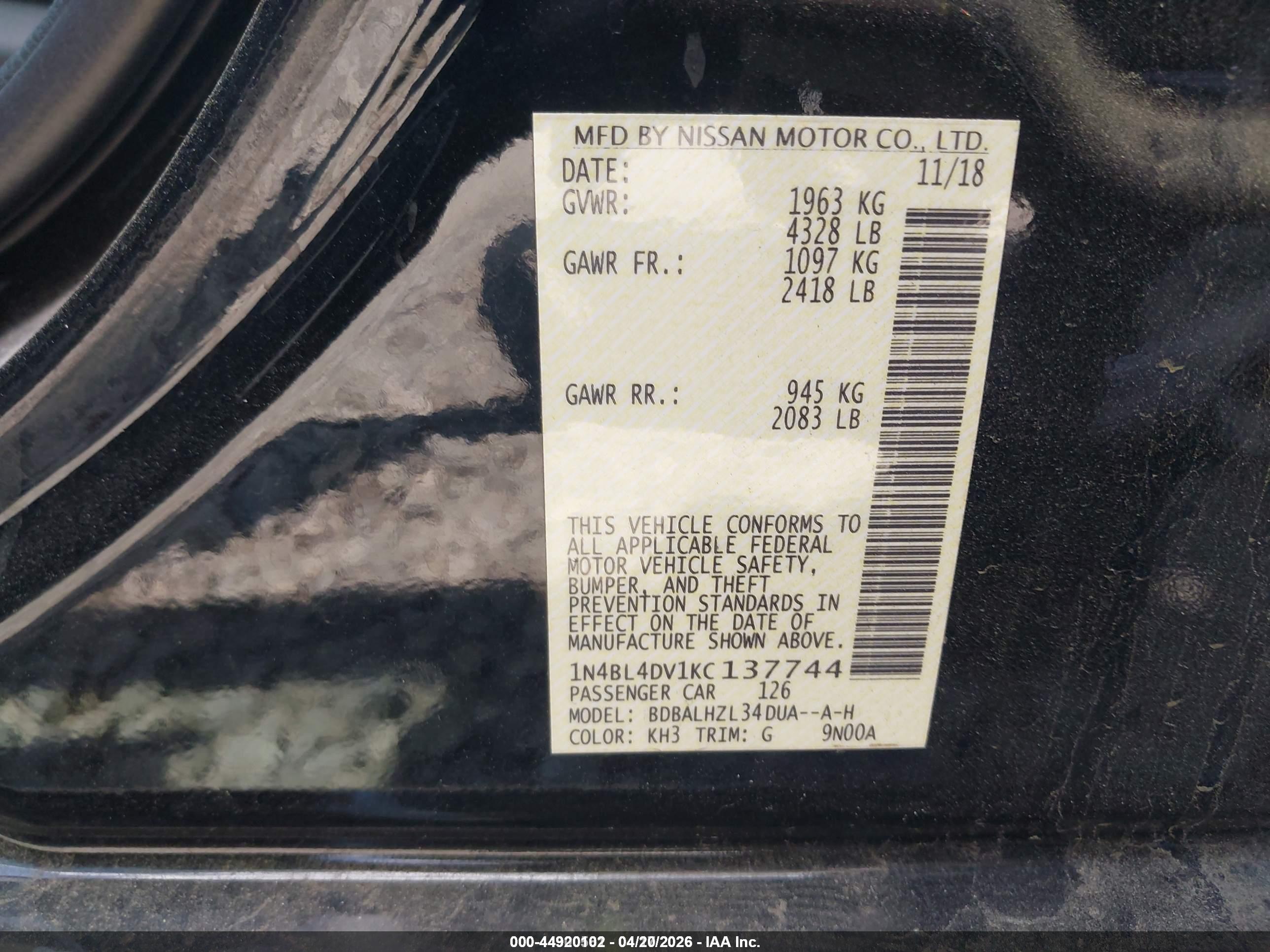 NISSAN ALTIMA image 9
