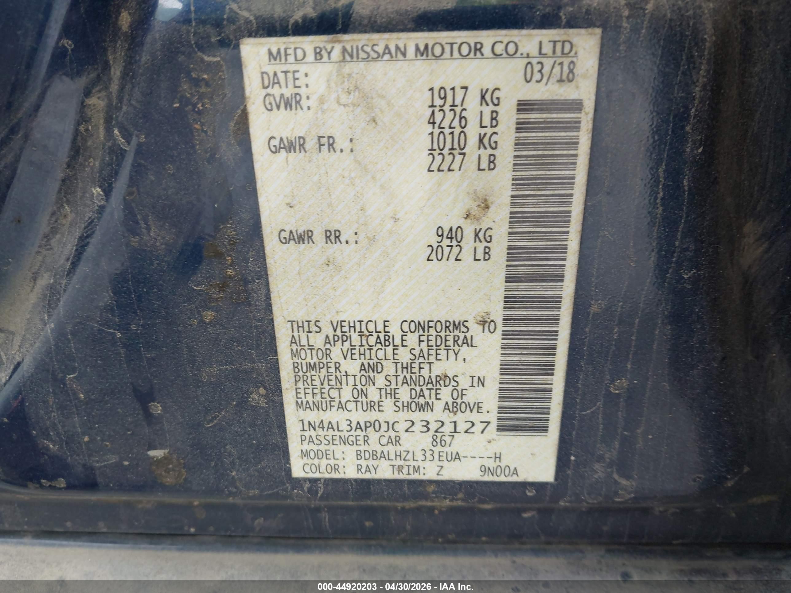 NISSAN ALTIMA image 9