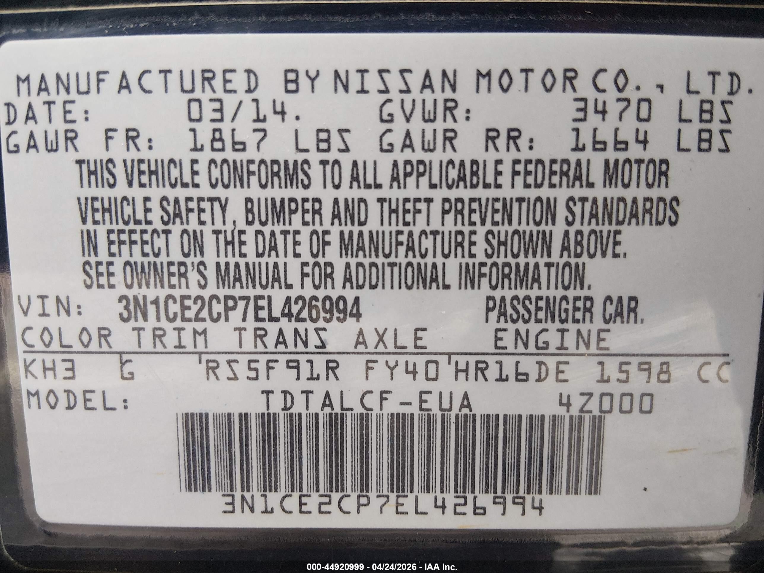 NISSAN VERSA image 9
