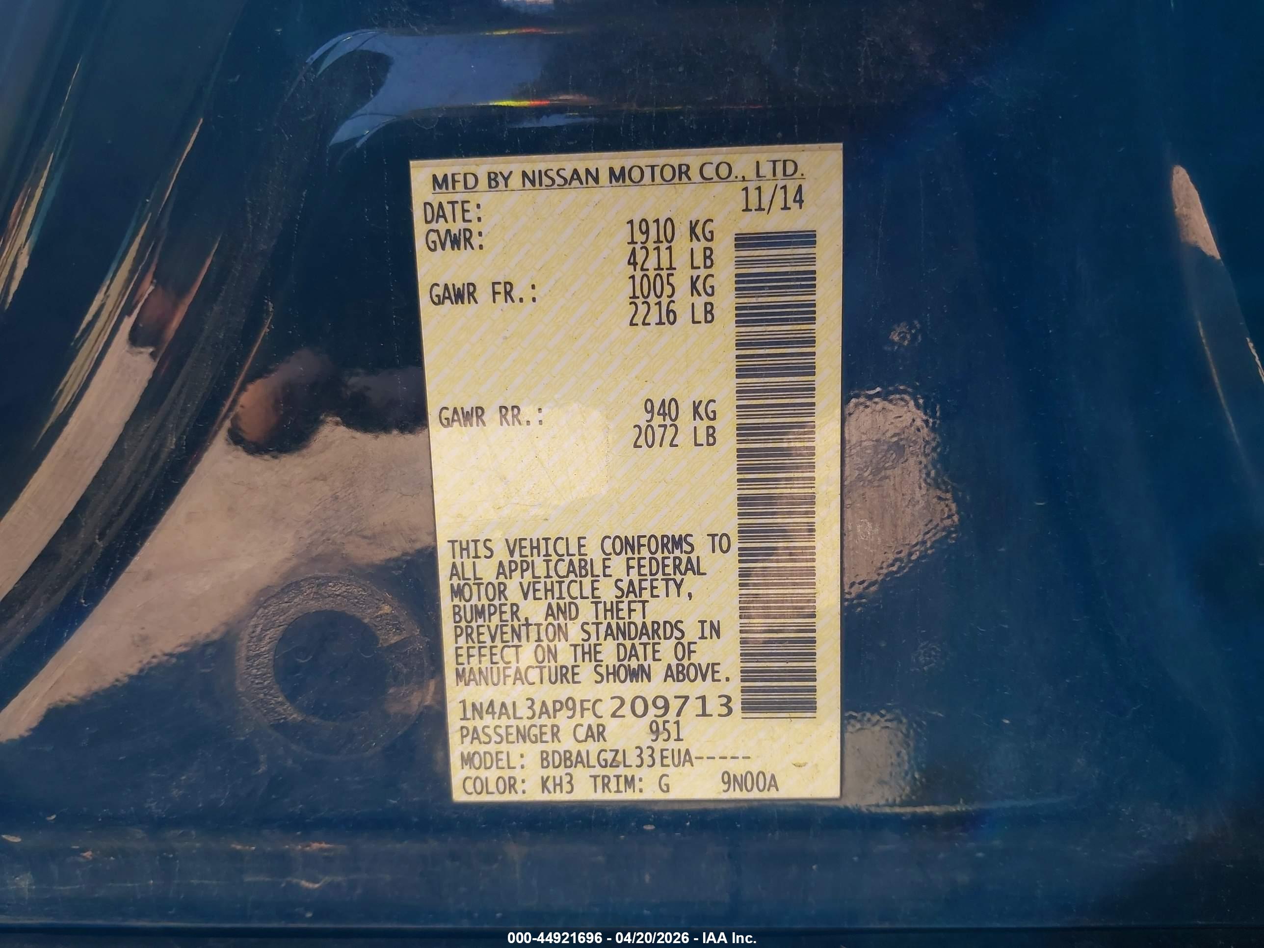 NISSAN ALTIMA image 9