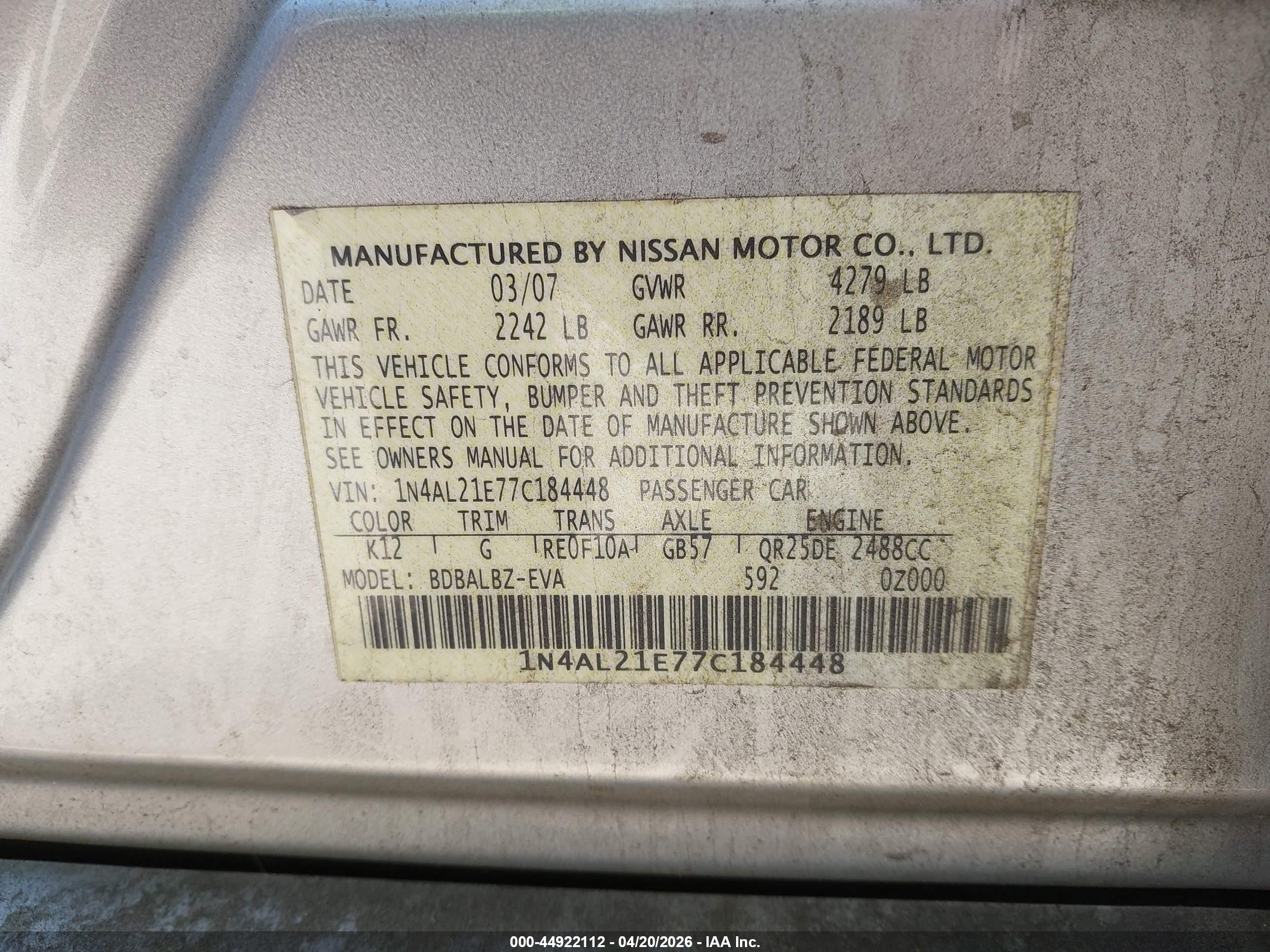 NISSAN ALTIMA image 9