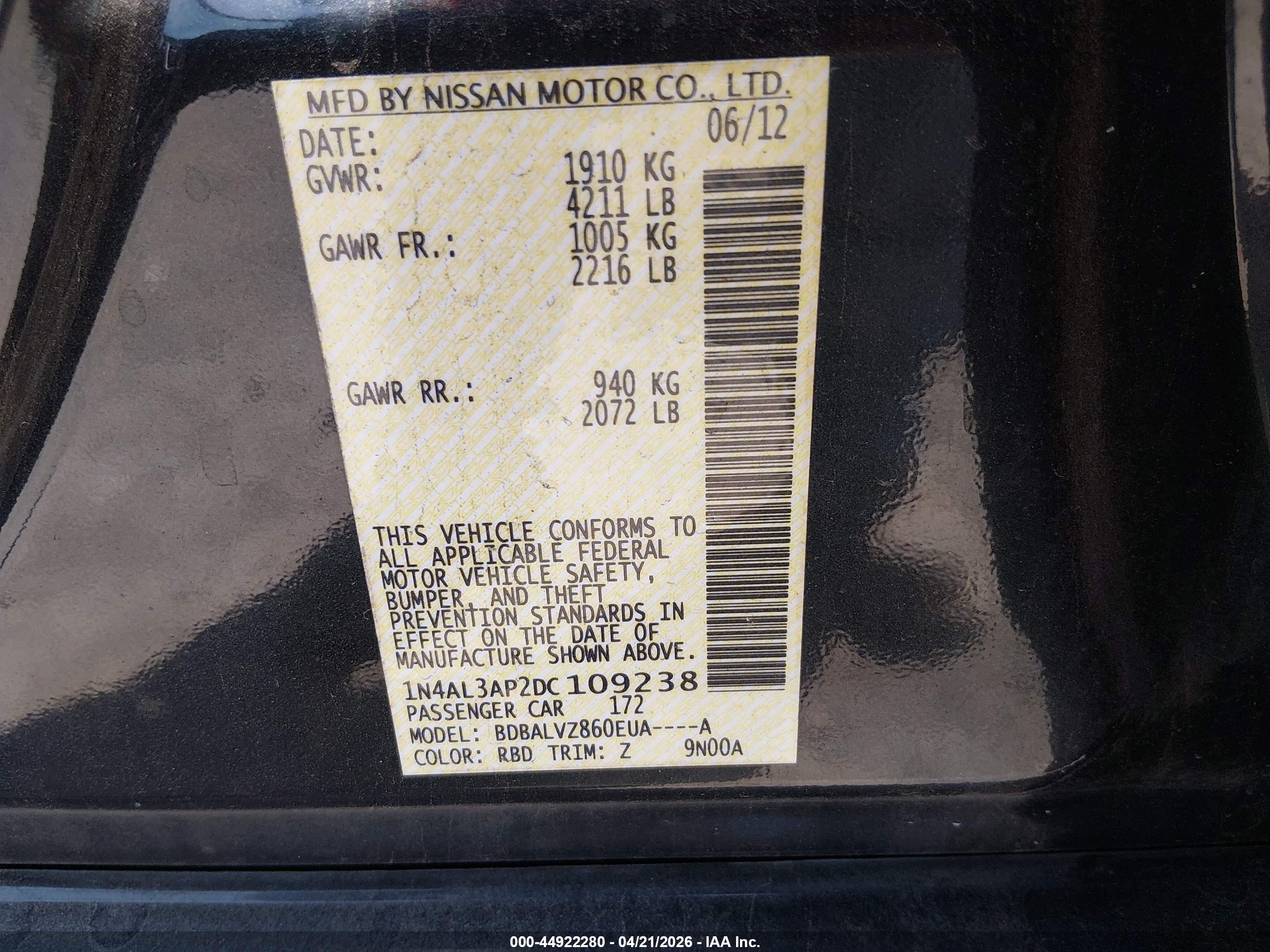 NISSAN ALTIMA image 9