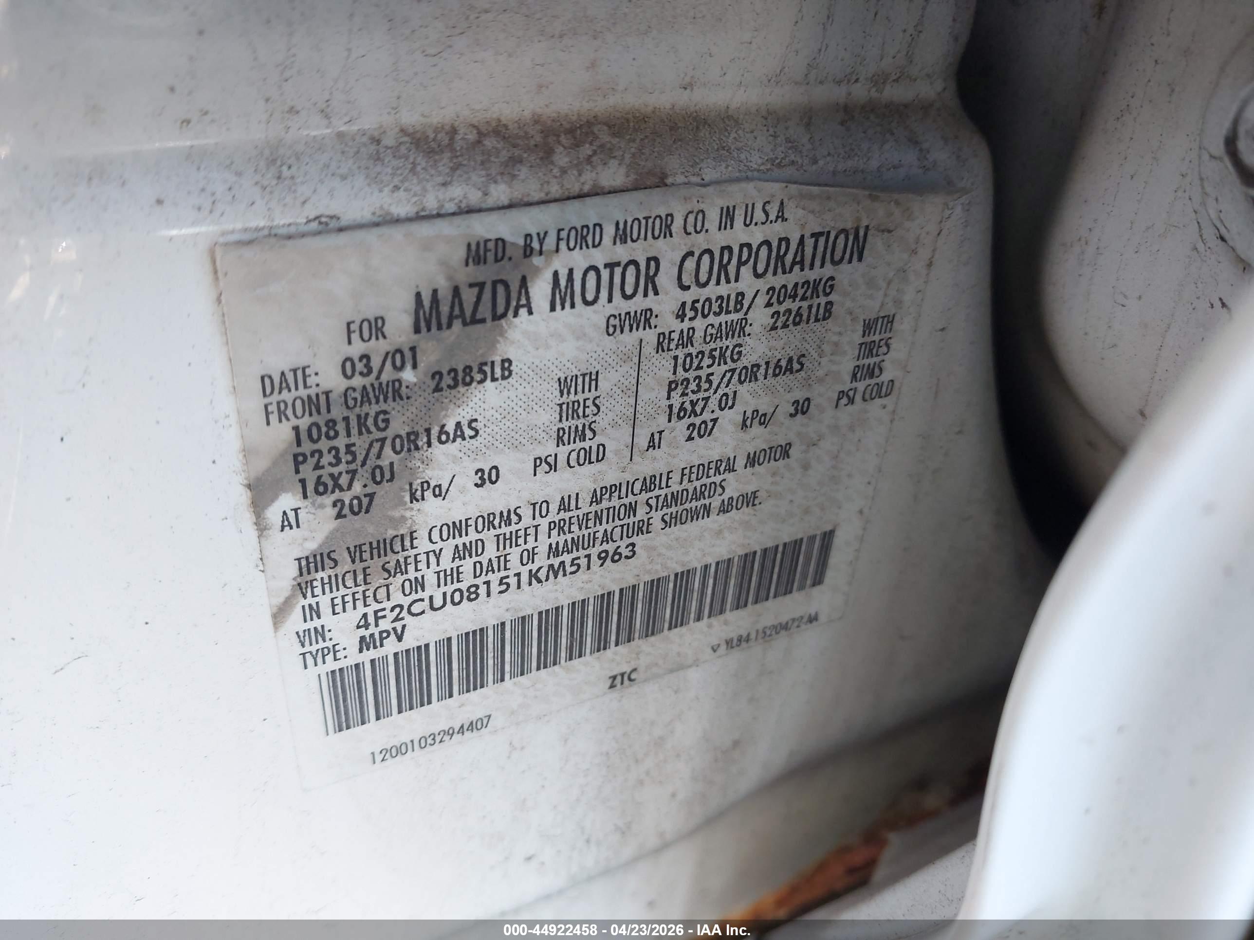 MAZDA TRIBUTE image 9