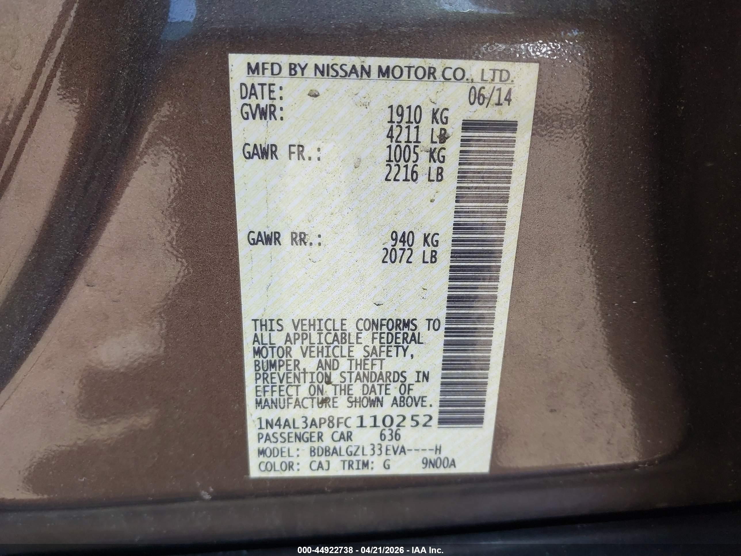 NISSAN ALTIMA image 9