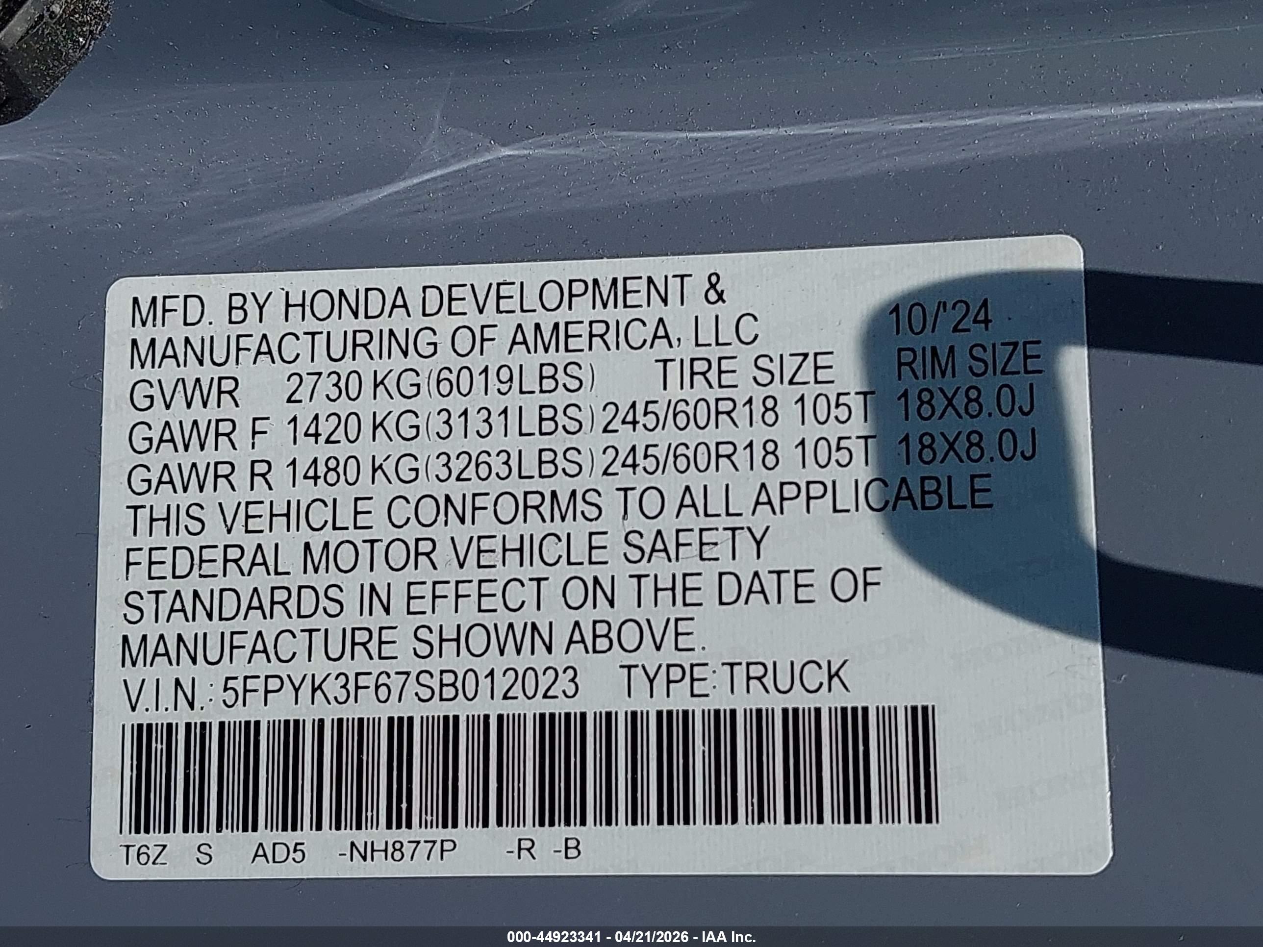HONDA RIDGELINE image 9