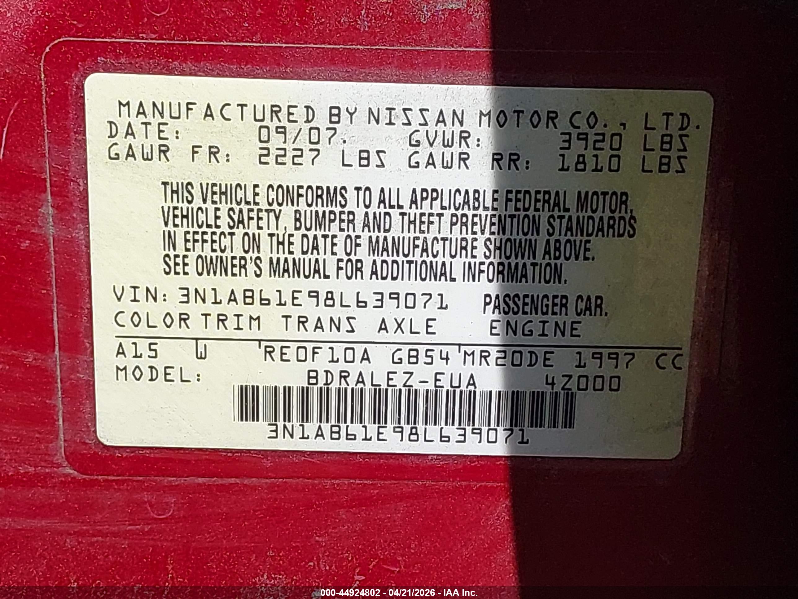 NISSAN SENTRA image 9