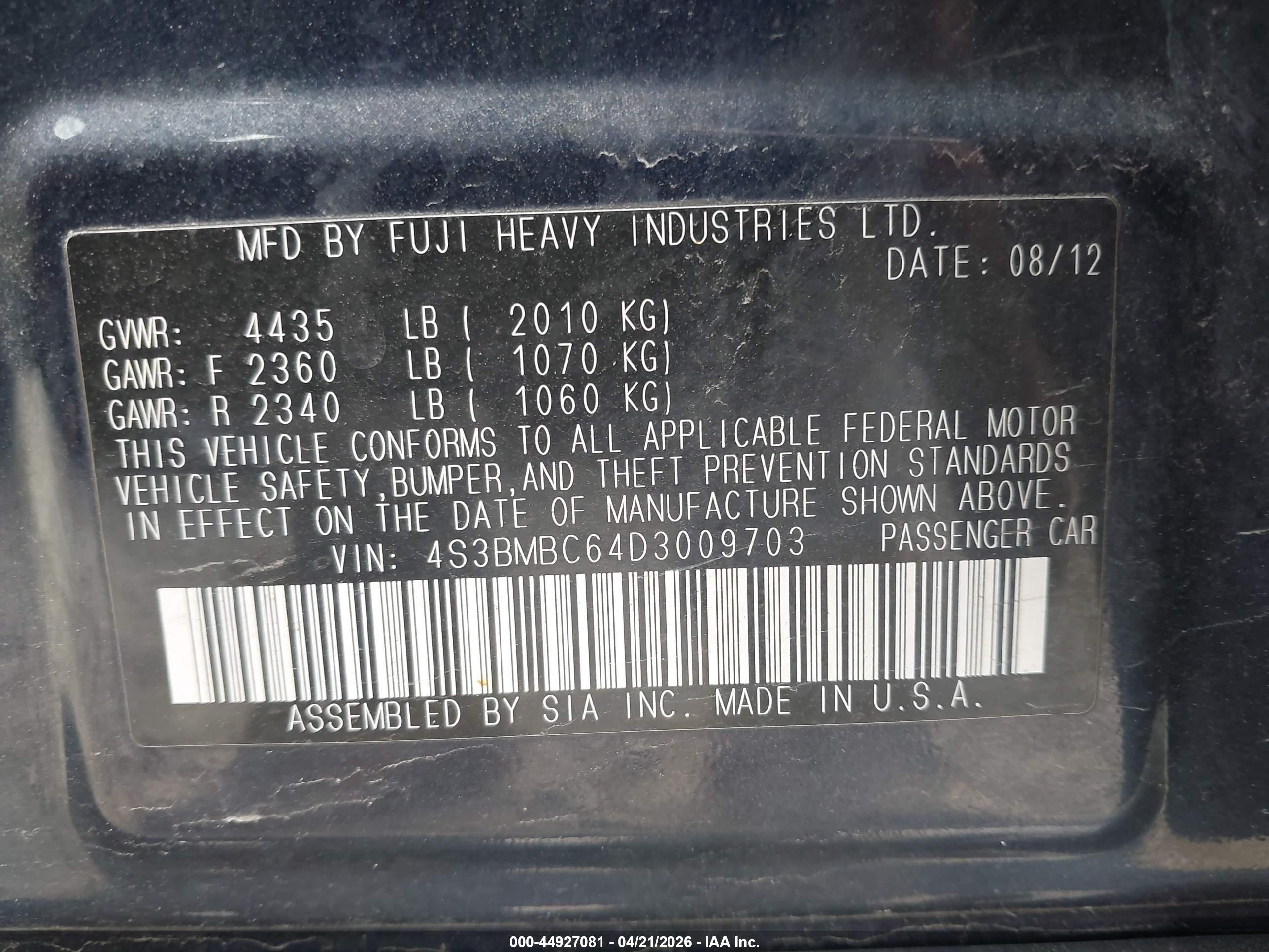 SUBARU LEGACY image 9