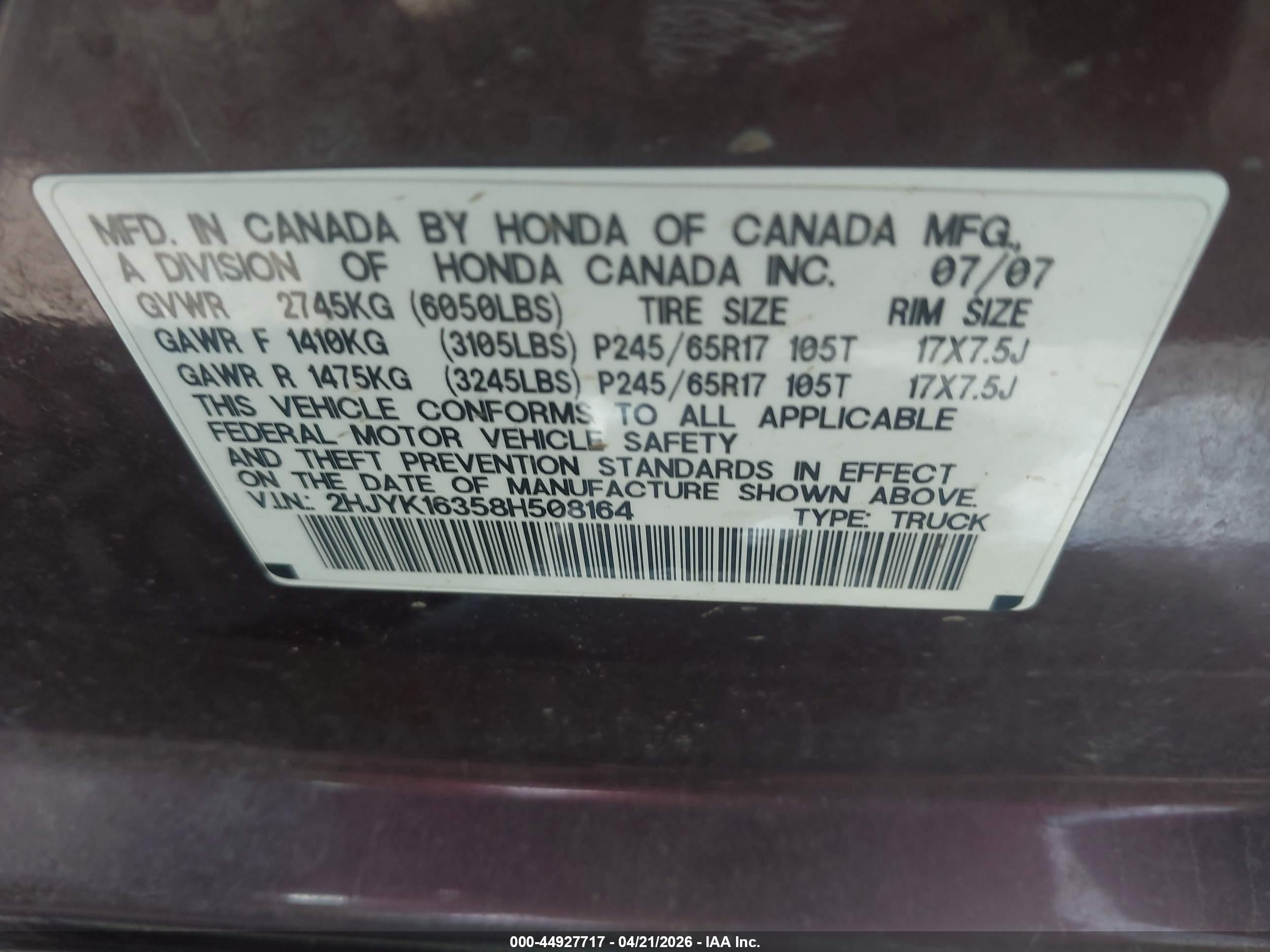 HONDA RIDGELINE image 9