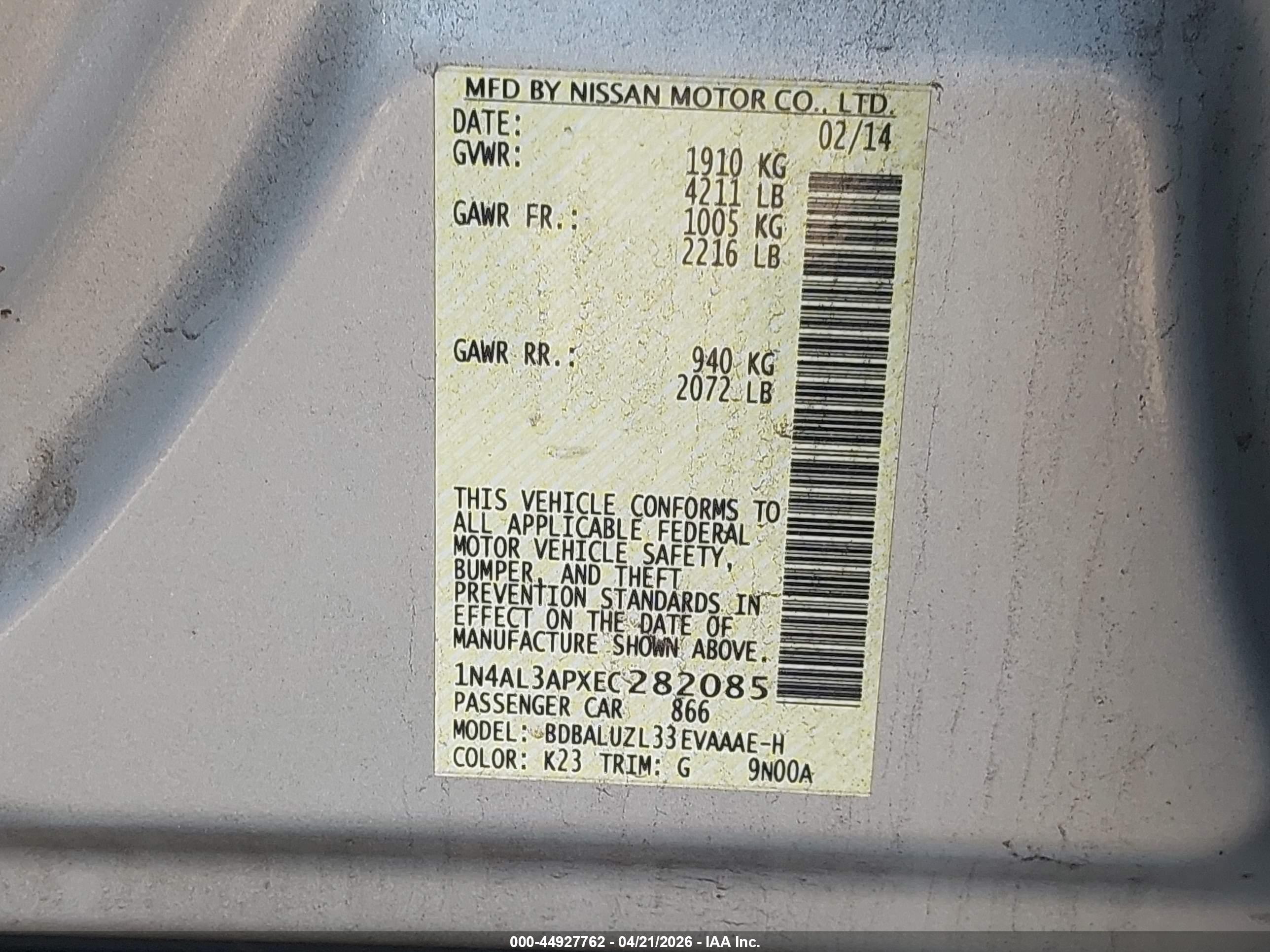 NISSAN ALTIMA image 9
