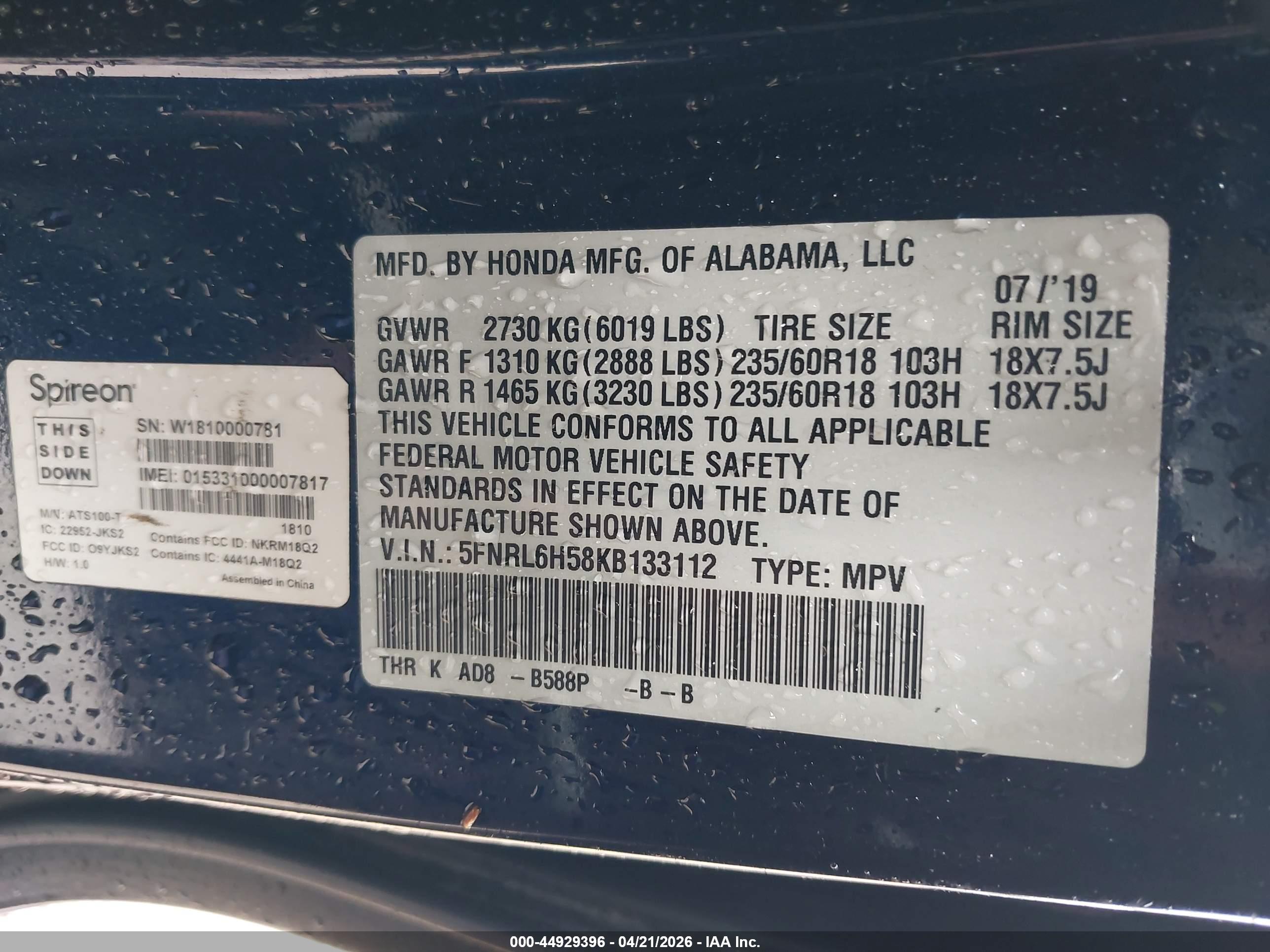 HONDA ODYSSEY image 9