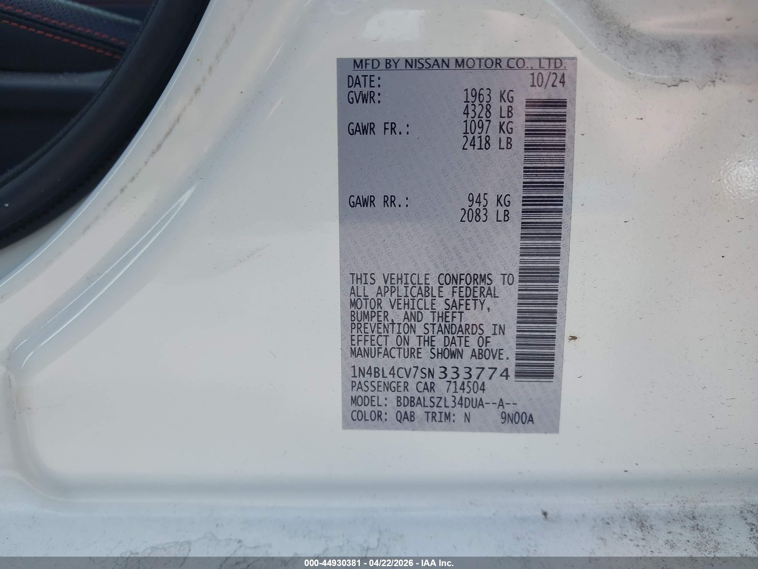 NISSAN ALTIMA image 9