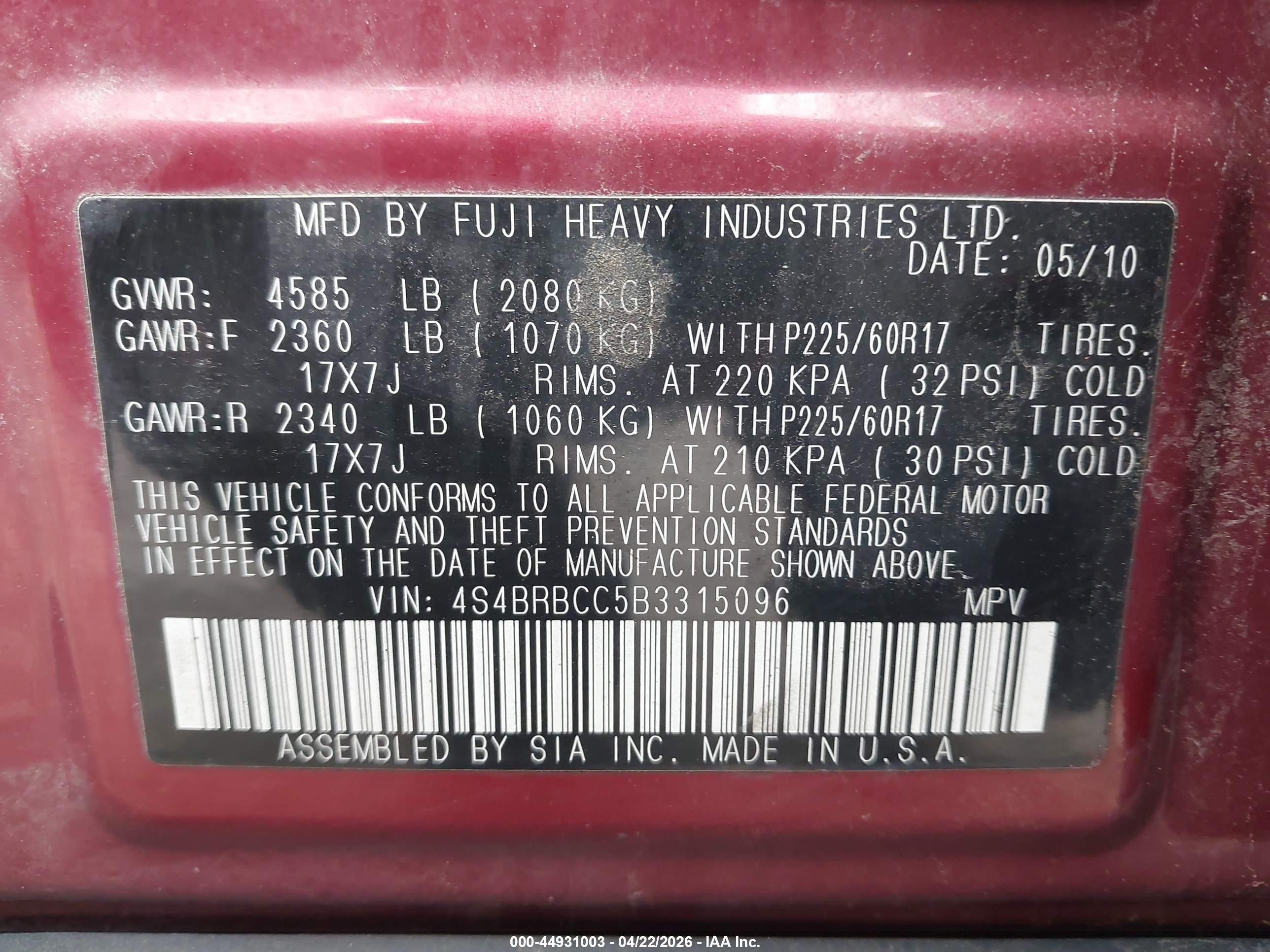 SUBARU OUTBACK image 9