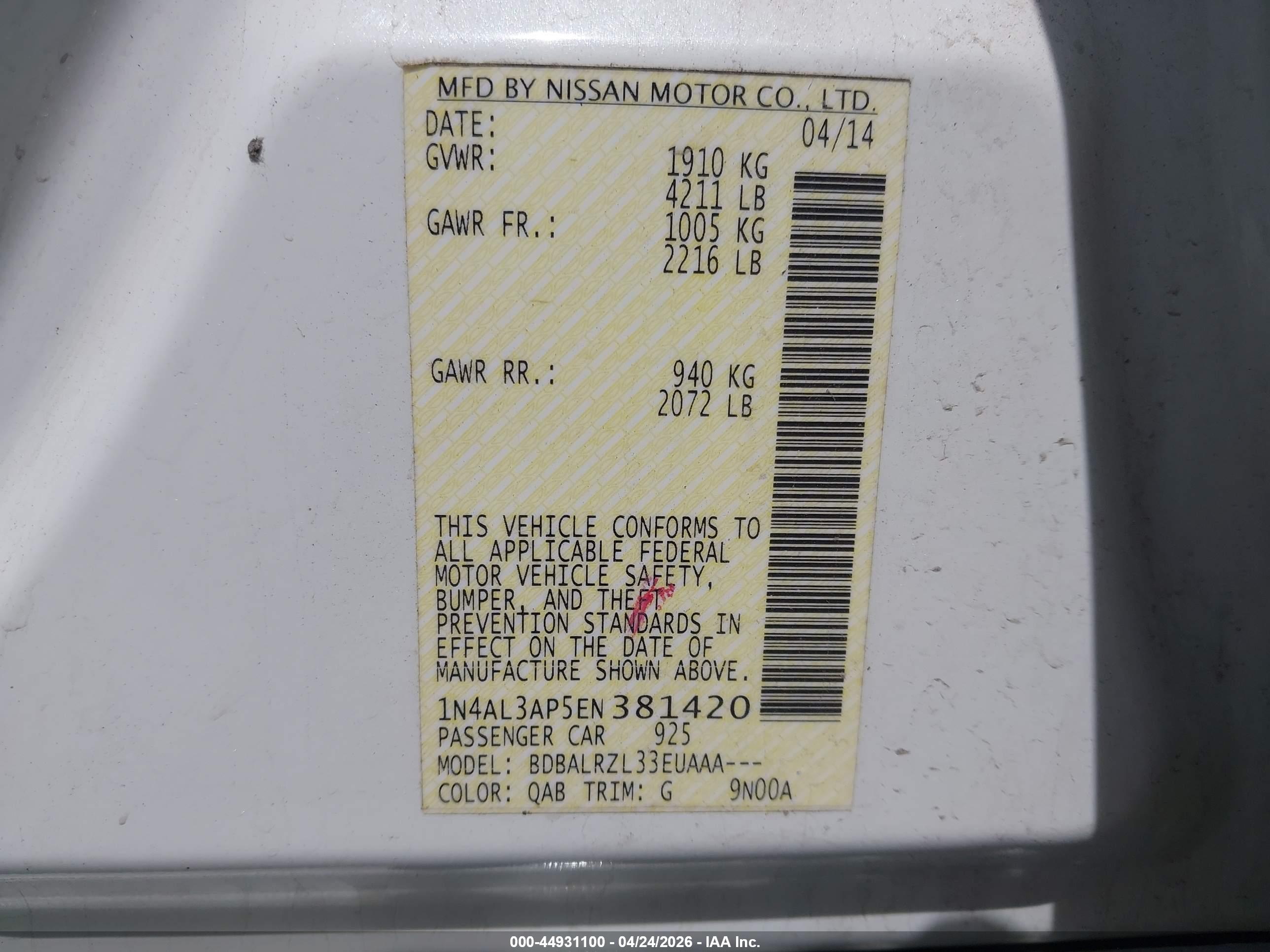 NISSAN ALTIMA image 9