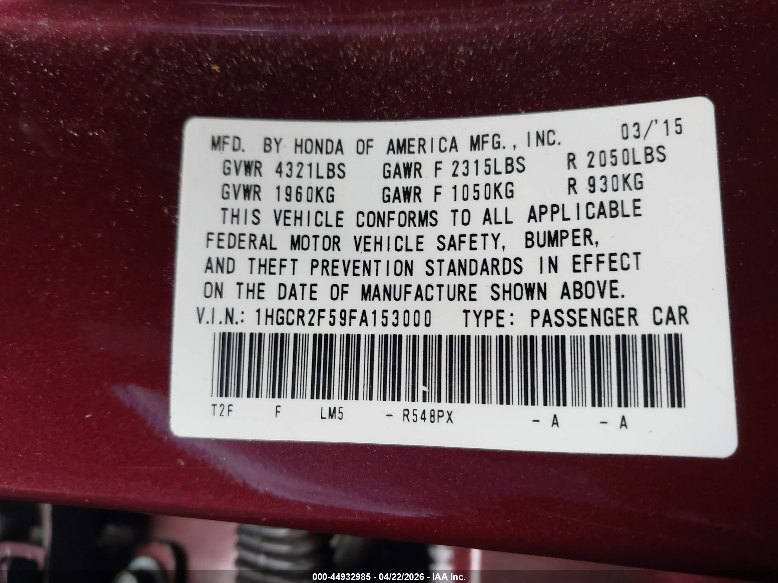 HONDA ACCORD image 9