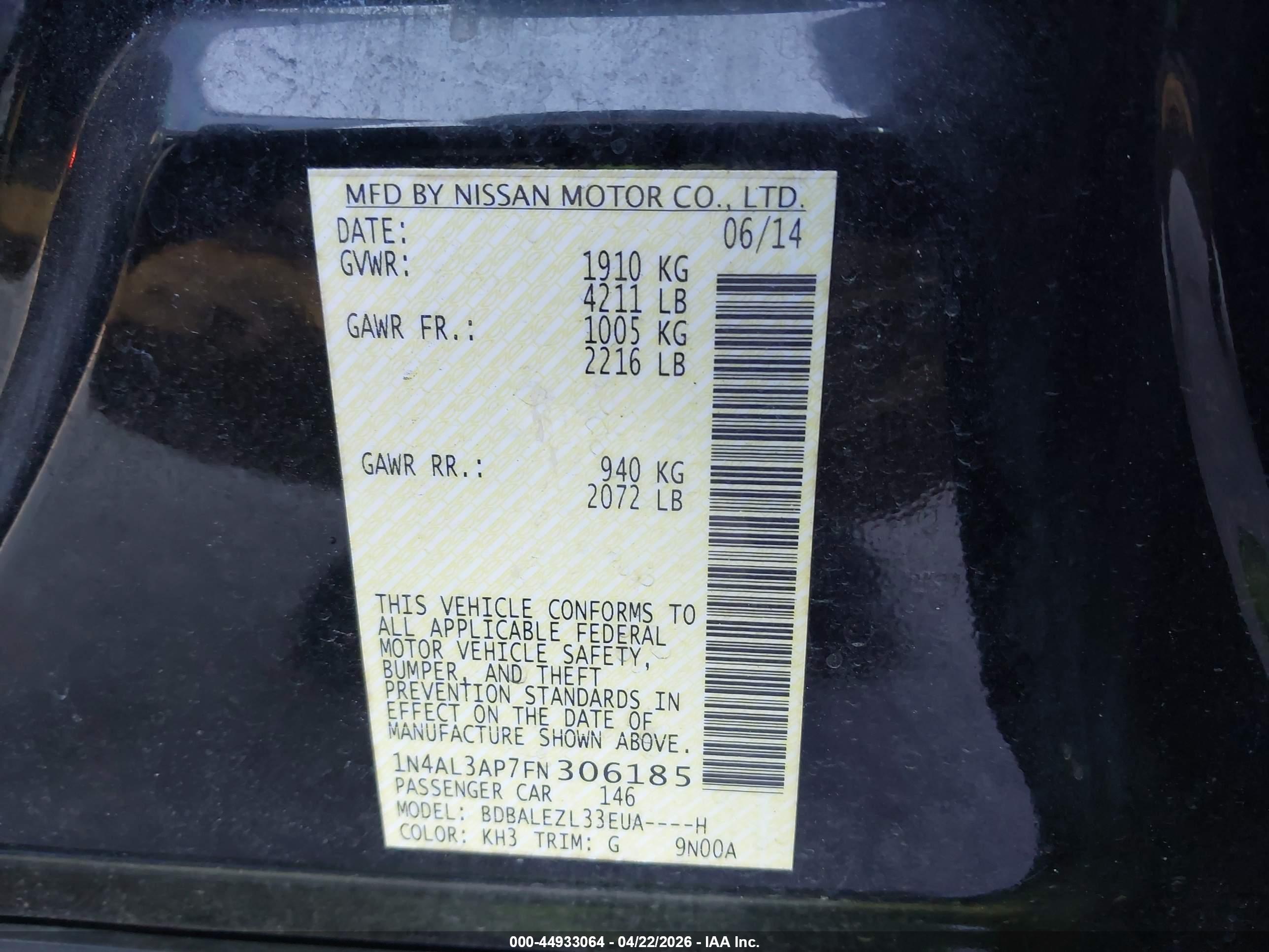 NISSAN ALTIMA image 9