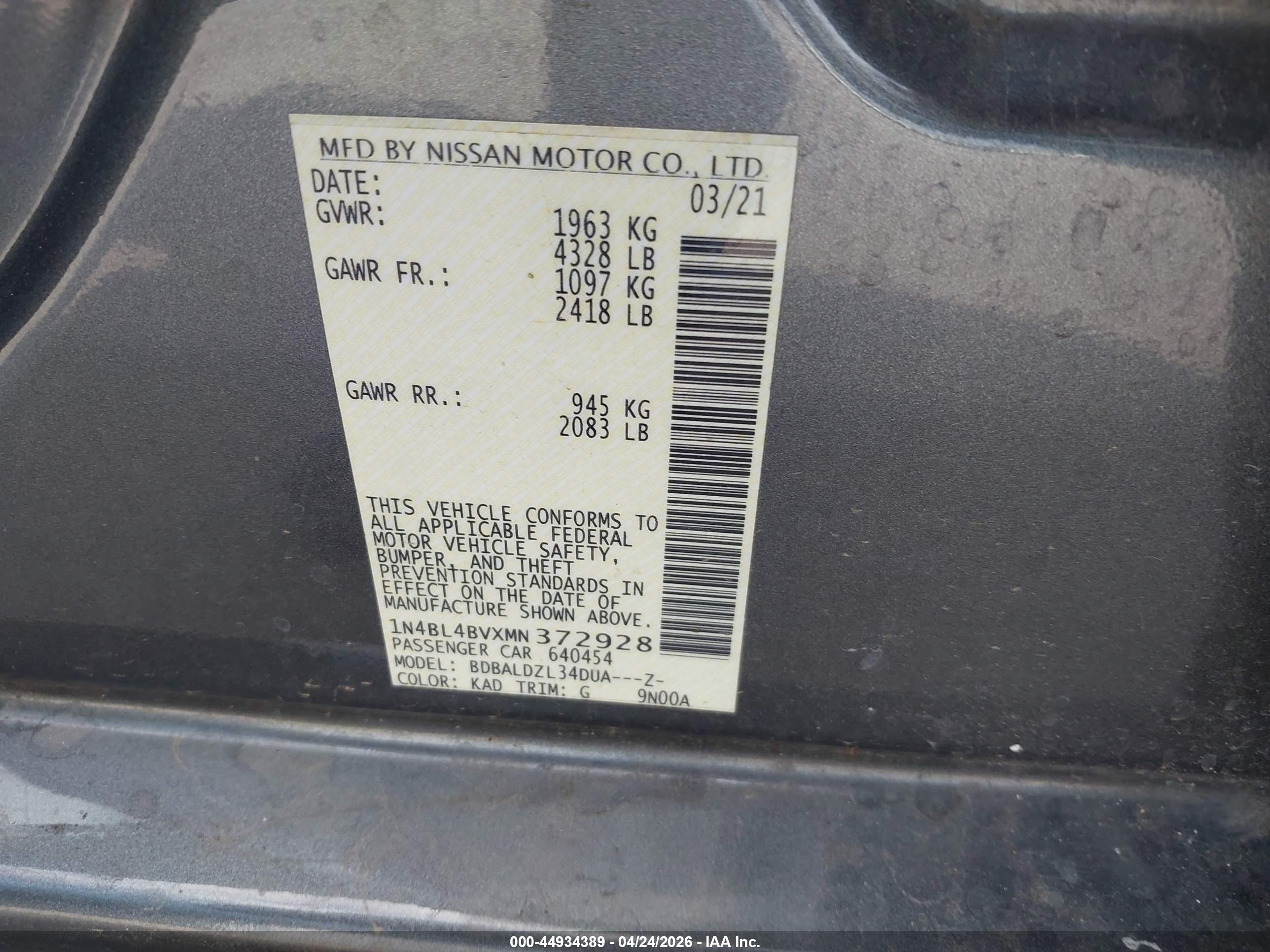 NISSAN ALTIMA image 9