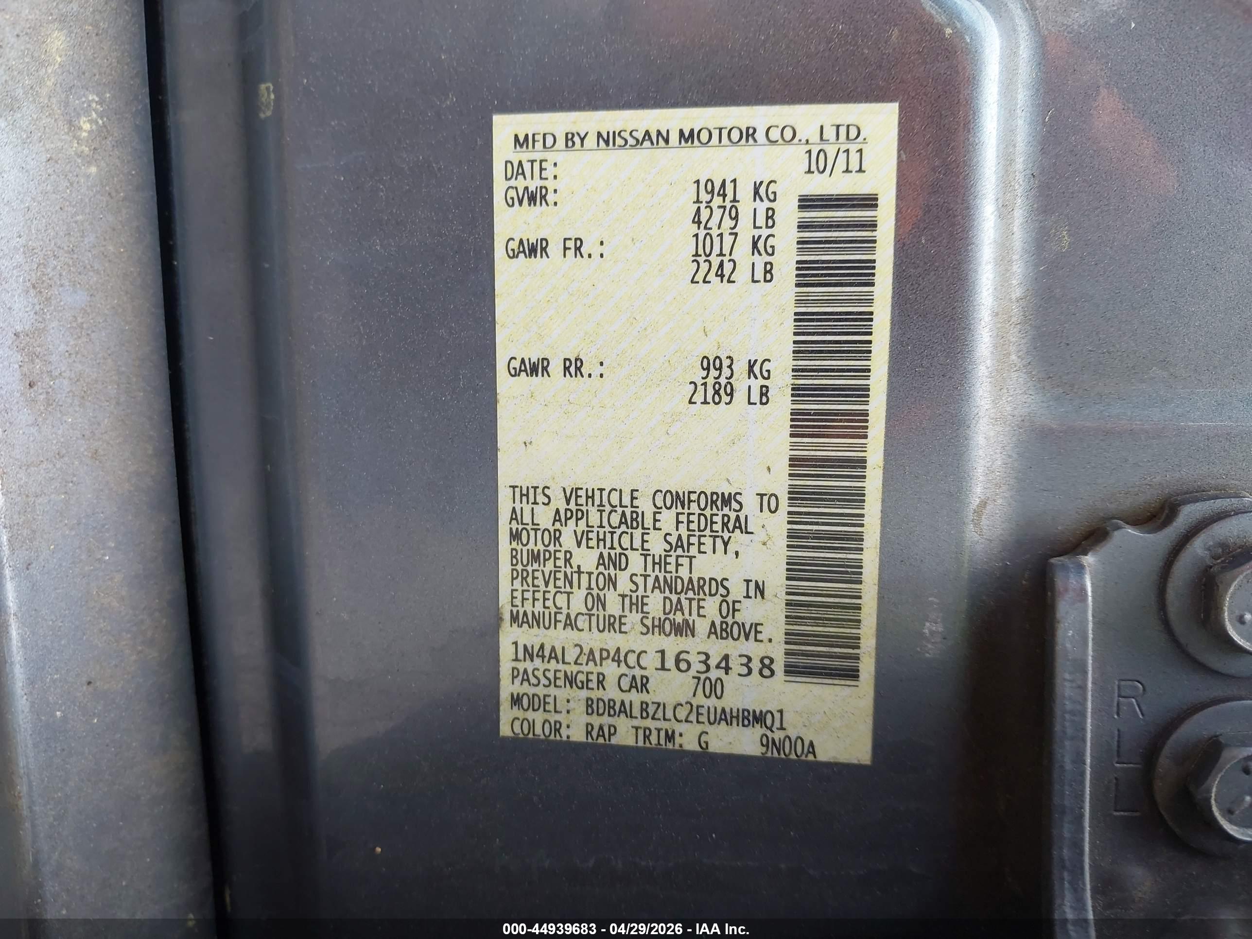 NISSAN ALTIMA image 9