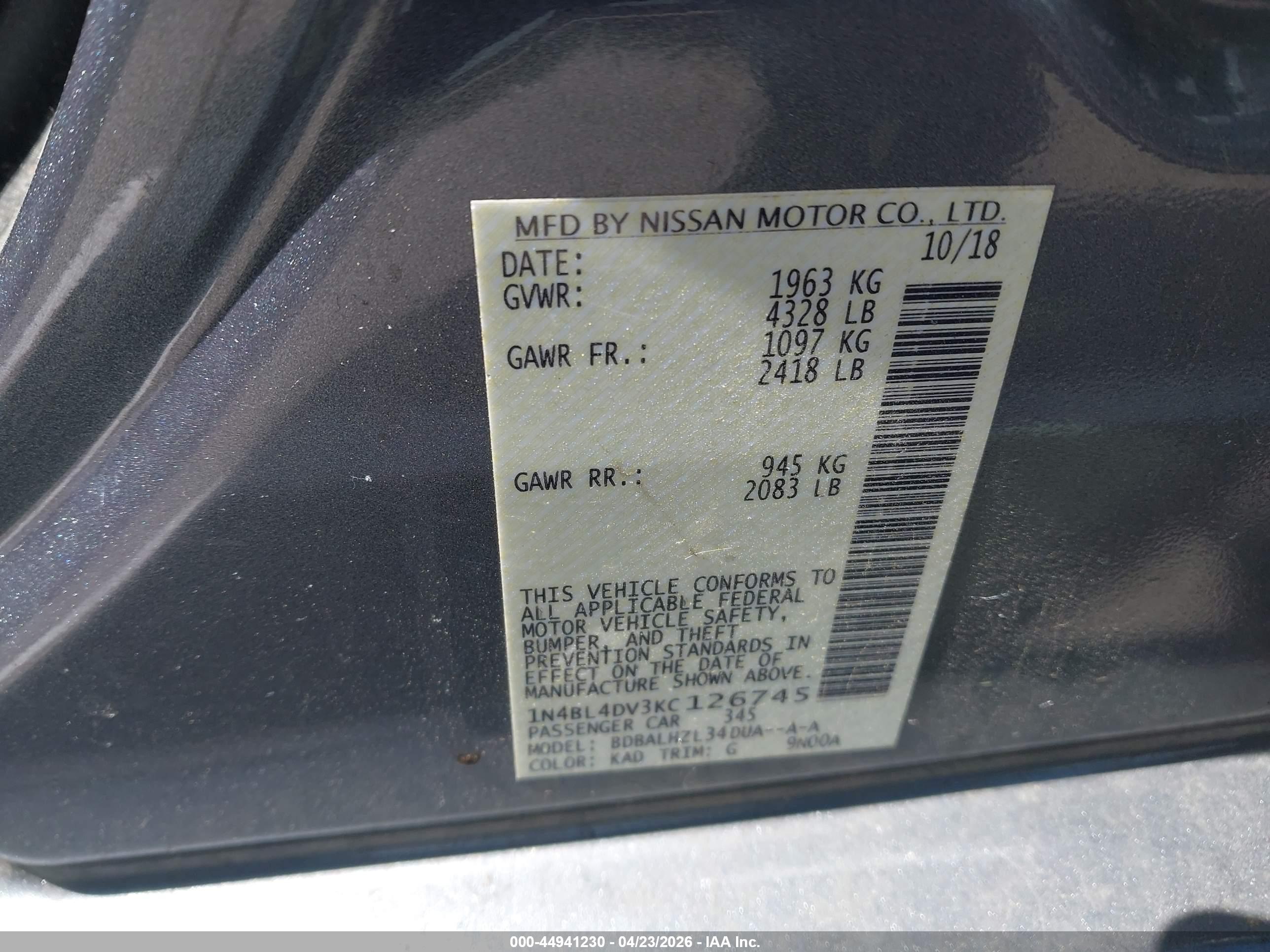 NISSAN ALTIMA image 9