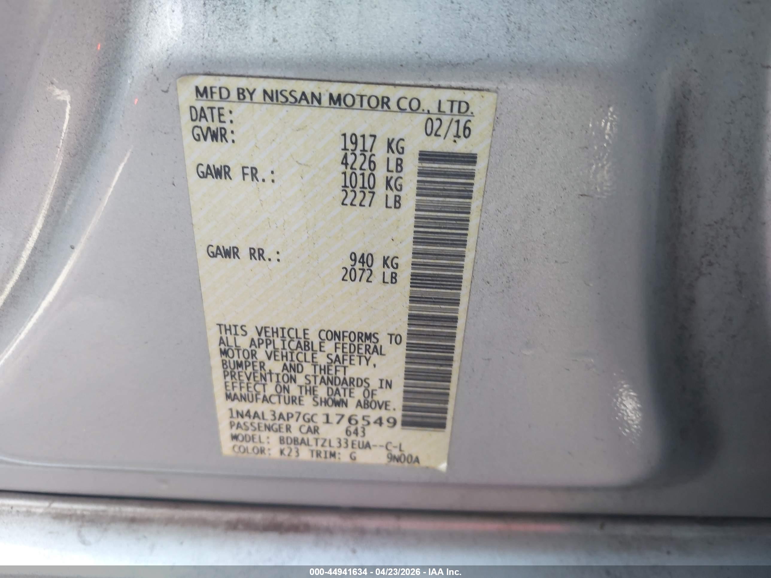 NISSAN ALTIMA image 9
