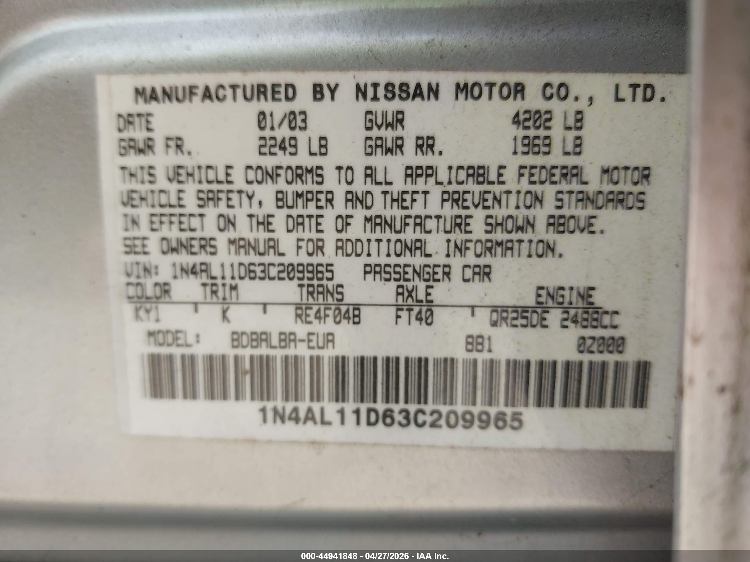 NISSAN ALTIMA image 9