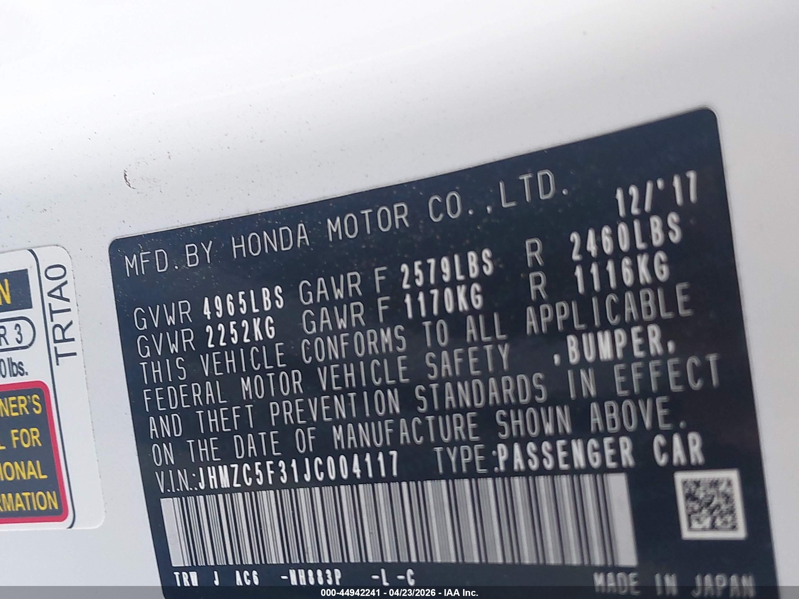 HONDA CLARITY image 9