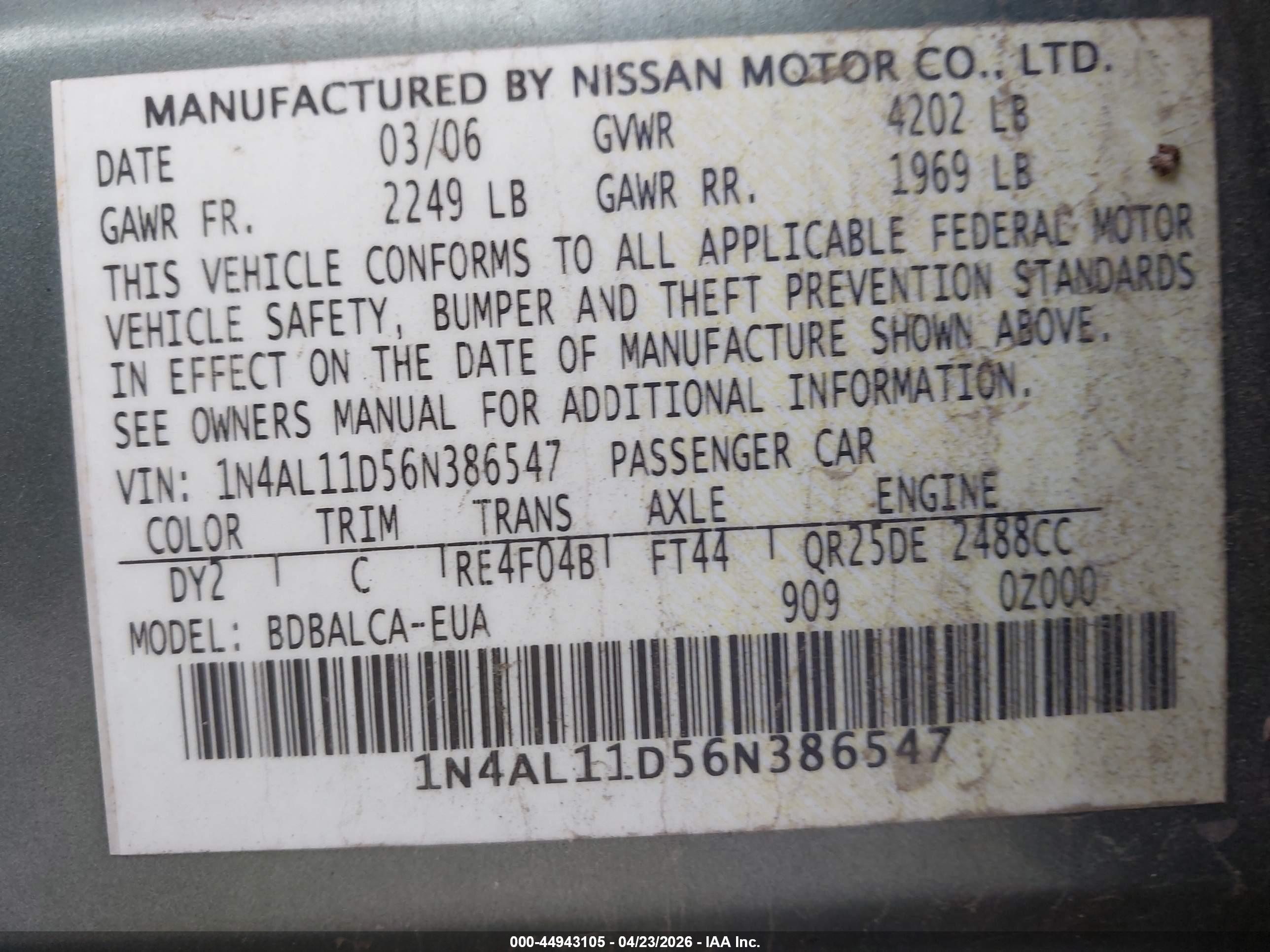 NISSAN ALTIMA image 9
