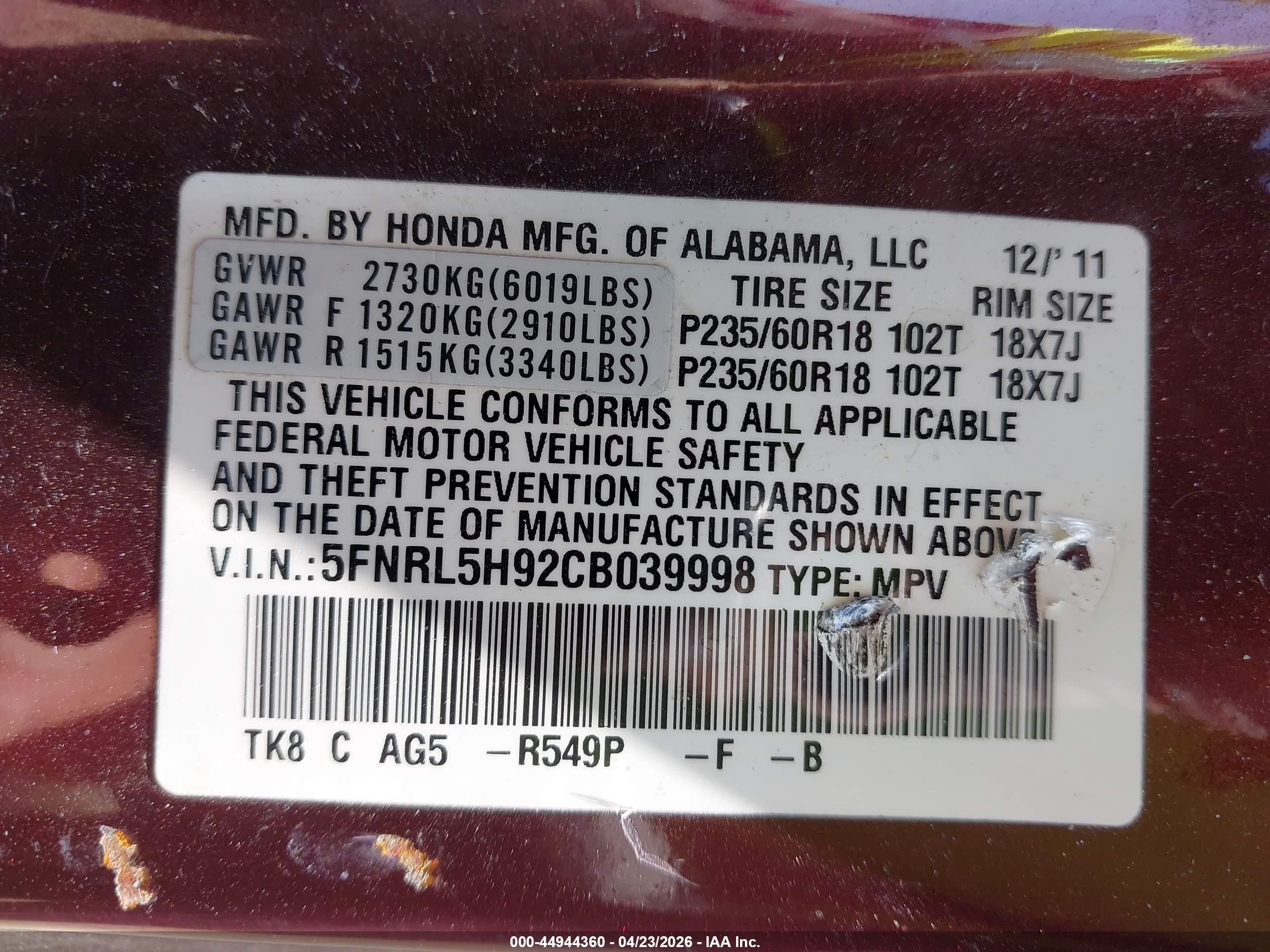 HONDA ODYSSEY image 9