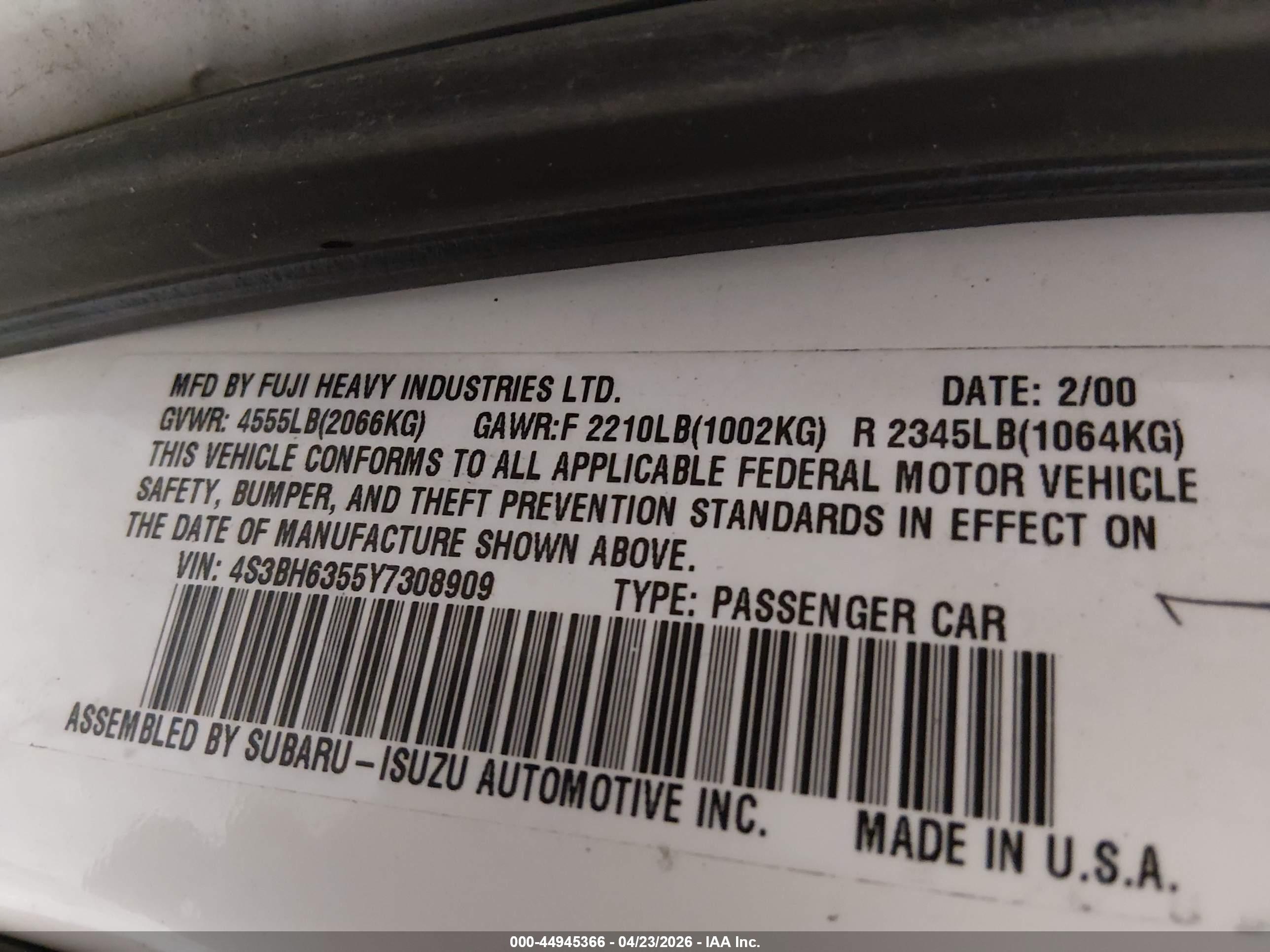 SUBARU LEGACY image 9