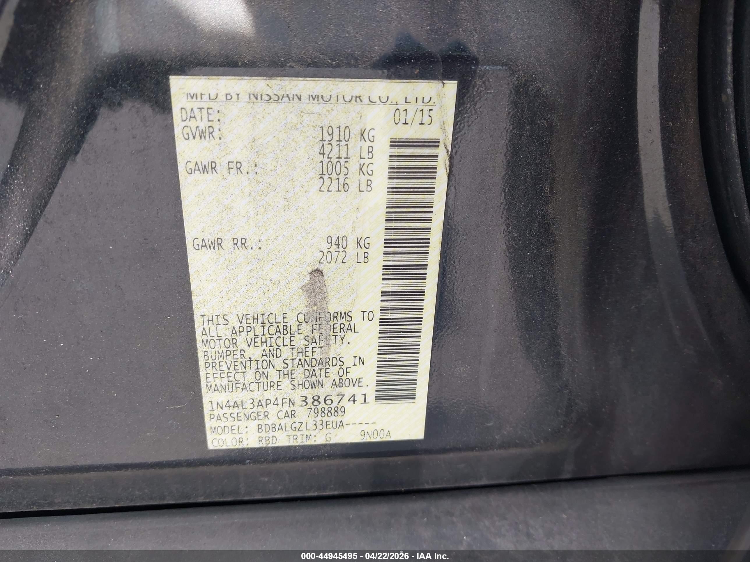 NISSAN ALTIMA image 9