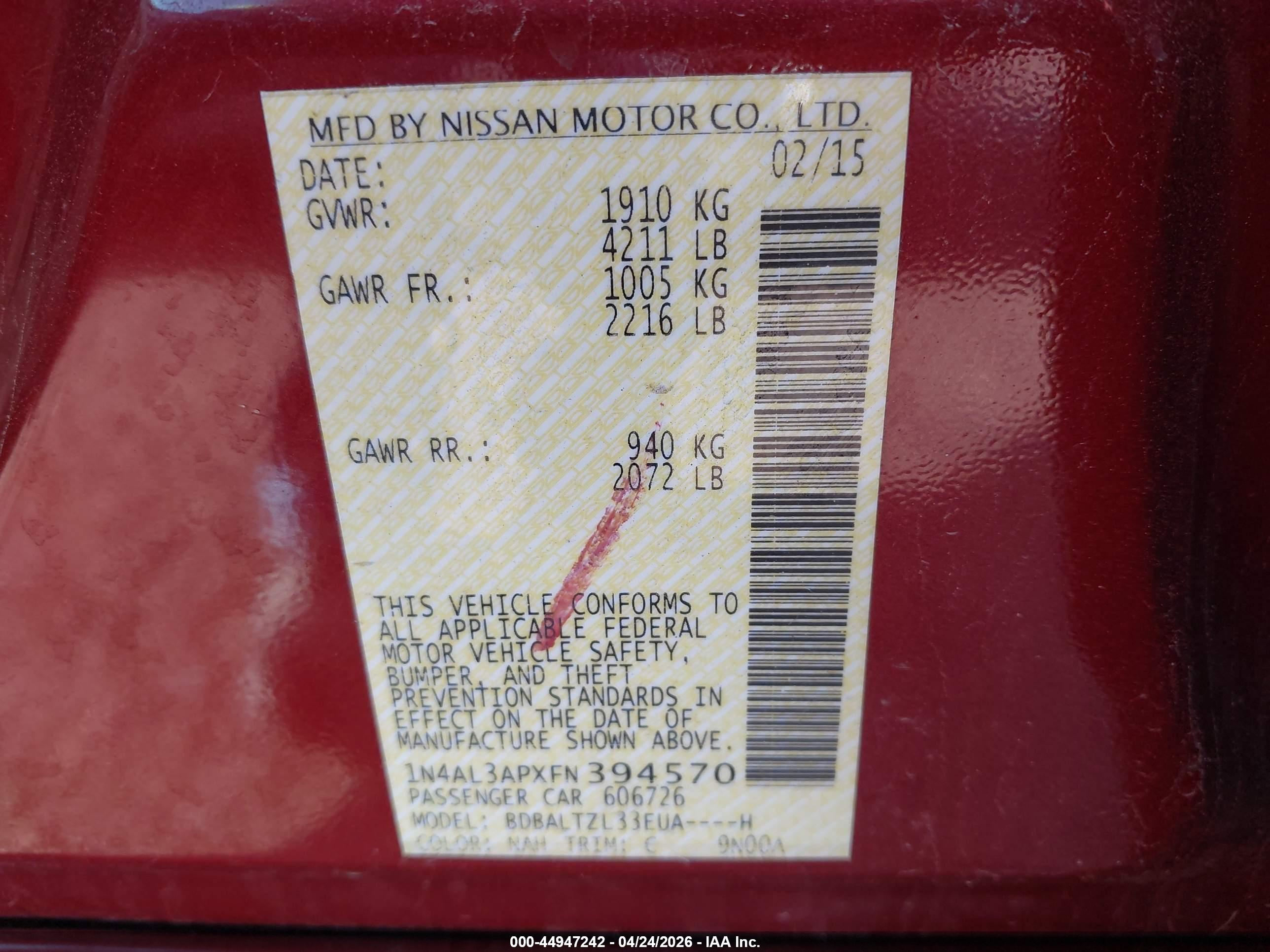 NISSAN ALTIMA image 9