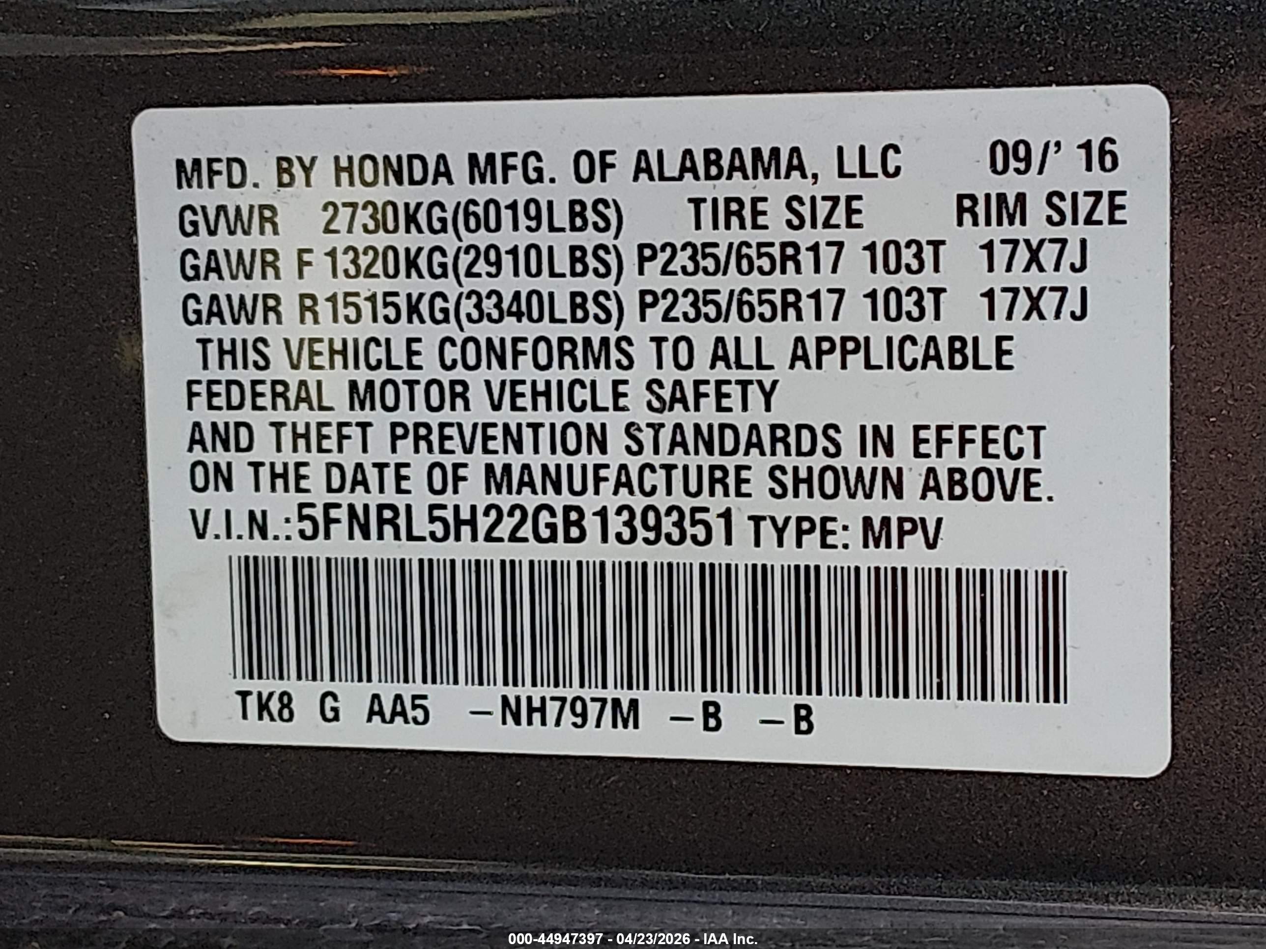 HONDA ODYSSEY image 9